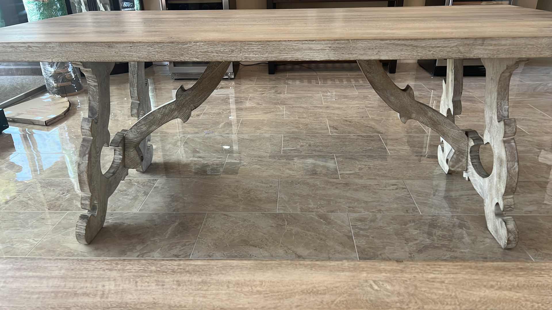 Photo 1 of WHITE WASHED SOLID RECTANGLE WOOD DINING TABLE (Chairs sold separately)