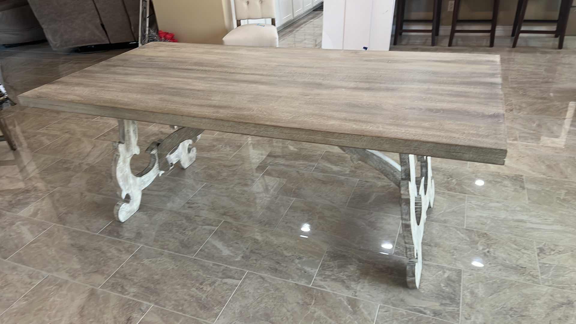 Photo 1 of WHITE WASHED SOLID RECTANGLE WOOD DINING TABLE (Chairs sold separately)