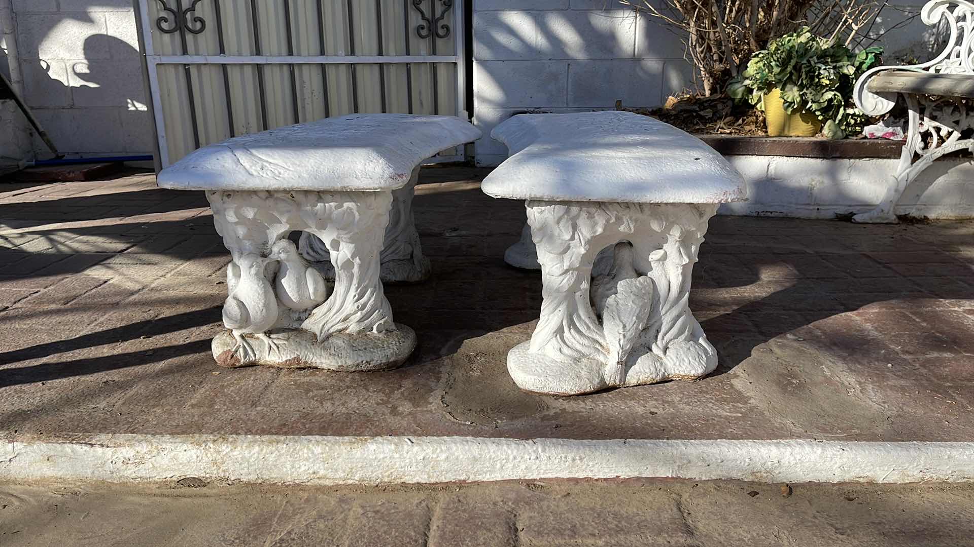 Photo 1 of BIRD CONCRETE VINTAGE GARDEN BENCH, THREE PIECE BENCH