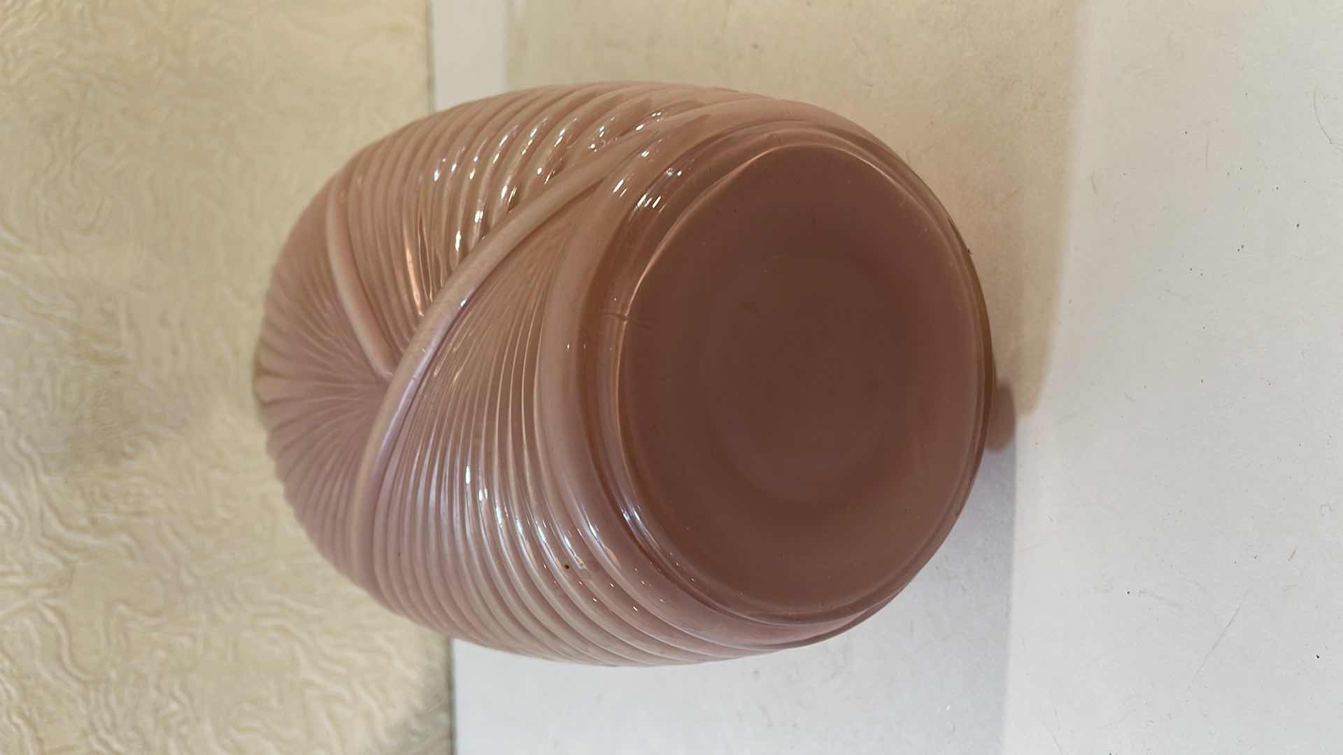 Photo 1 of ART DECO DRAPED PLEATED GLASS VASE  