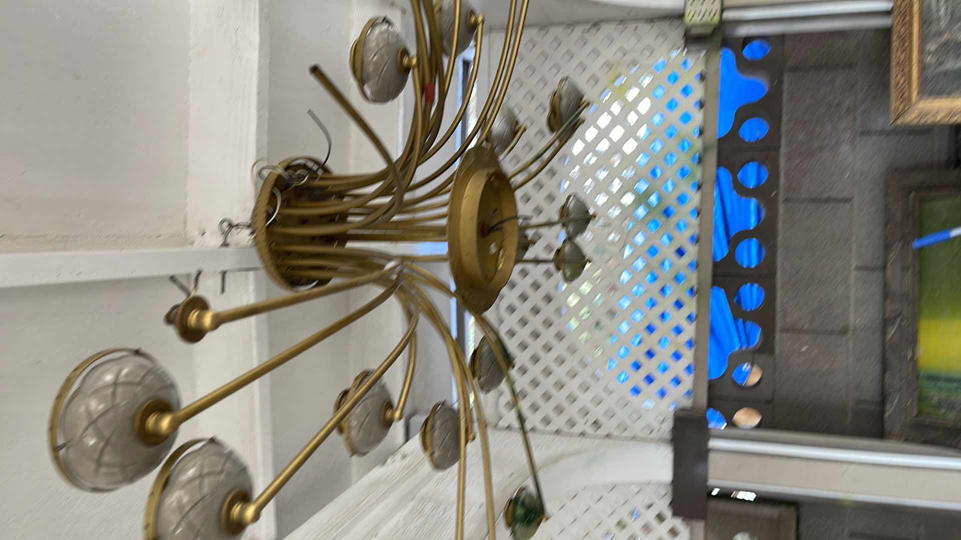 Photo 1 of MID CENTURY LARGE VINTAGE CHANDELIER FOR ART *NOT WORKING* 14”x 49”