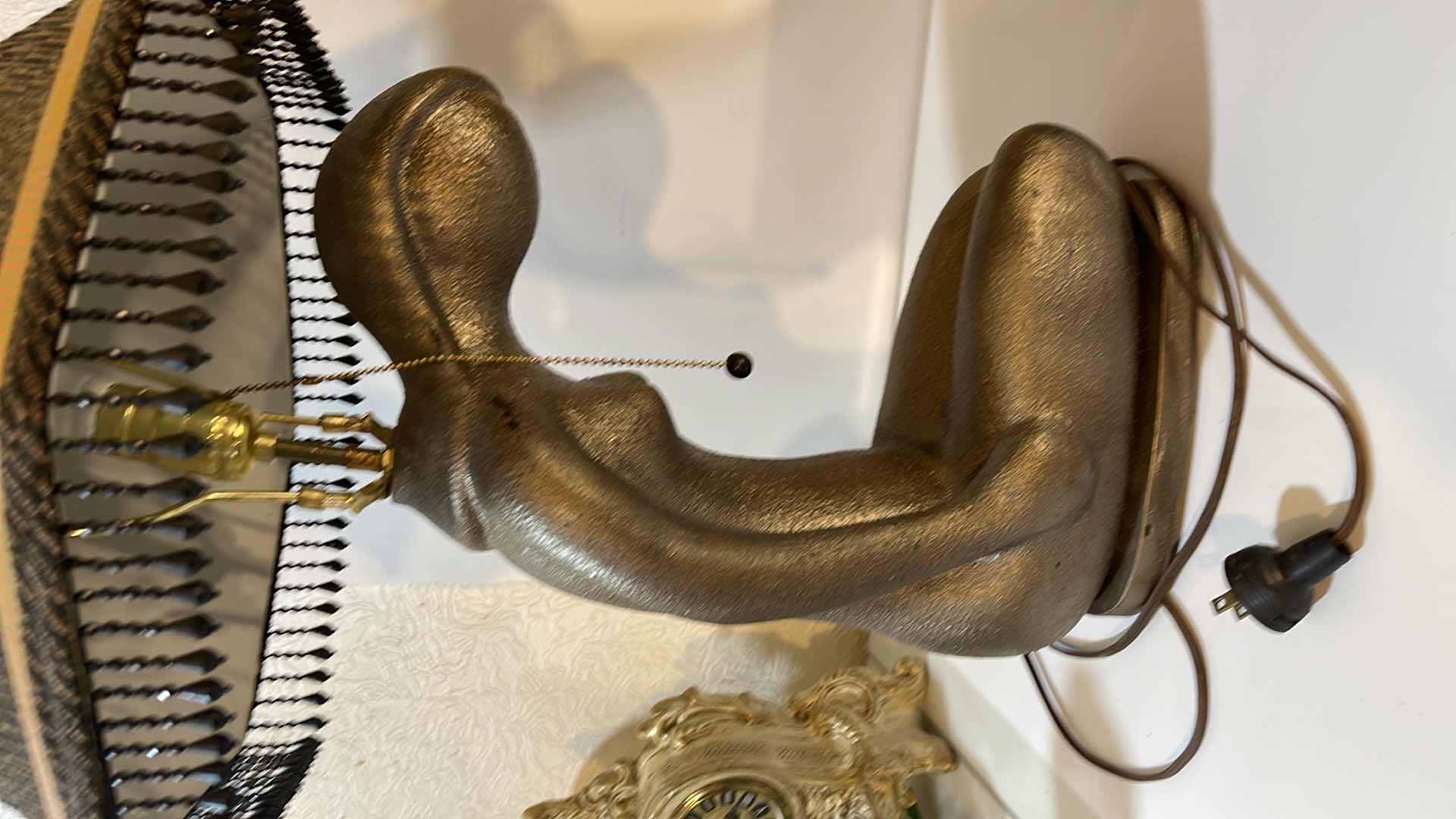 Photo 1 of VINTAGE ART DECO LADY LAMPS H 29 “ ONE NEEDS TLC - CRACKED AND HAS BEEN REPAIRED 