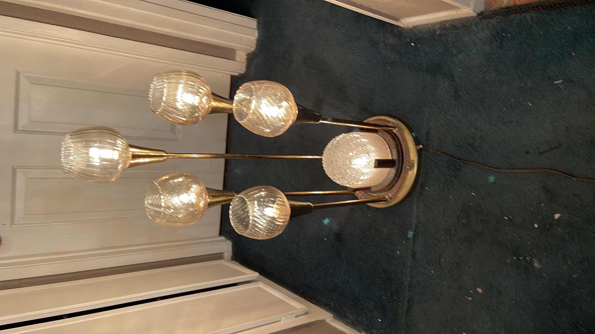 Photo 1 of ART DECO FLOOR LAMP WITH OPALESCENT COLOR COVERS 