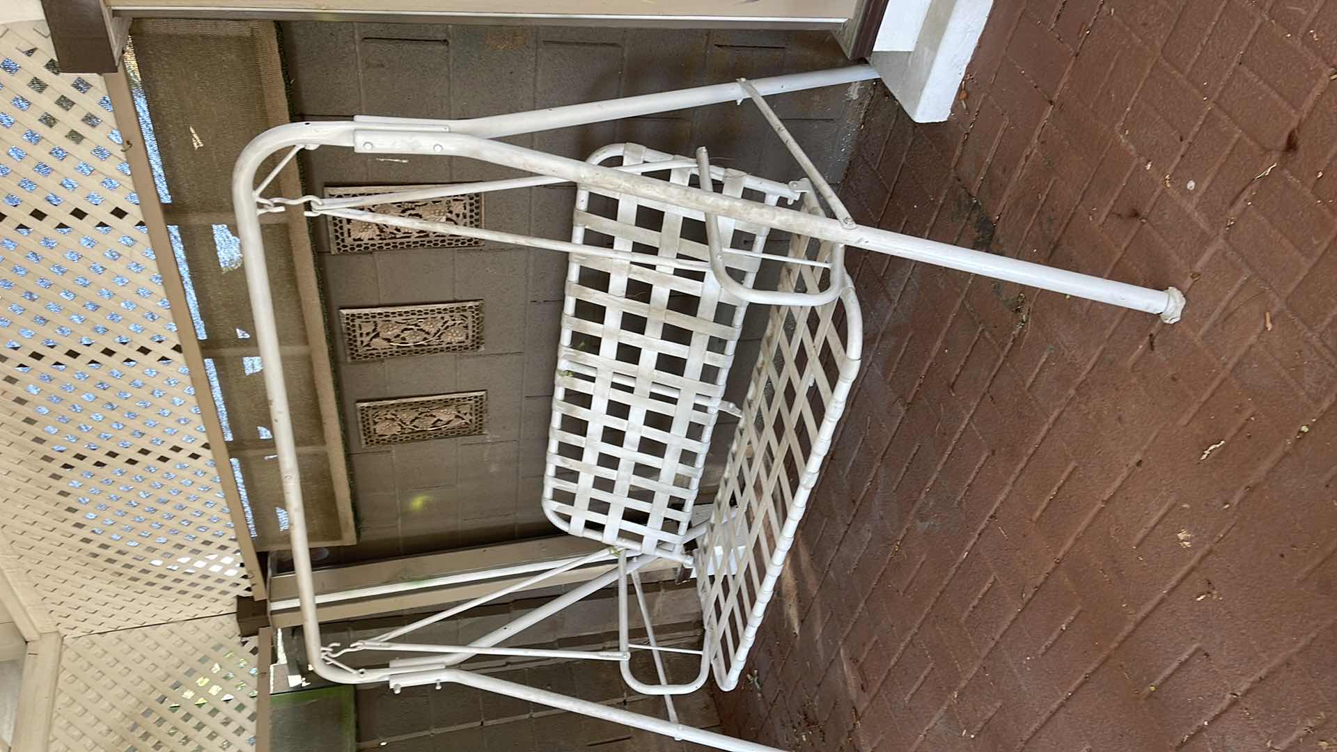 Photo 1 of METAL OUTDOOR ROCKING SWING WITH STRAPS (NOTE: NEEDS GOOD CLEANING). W-80”, D-46”, H-60”