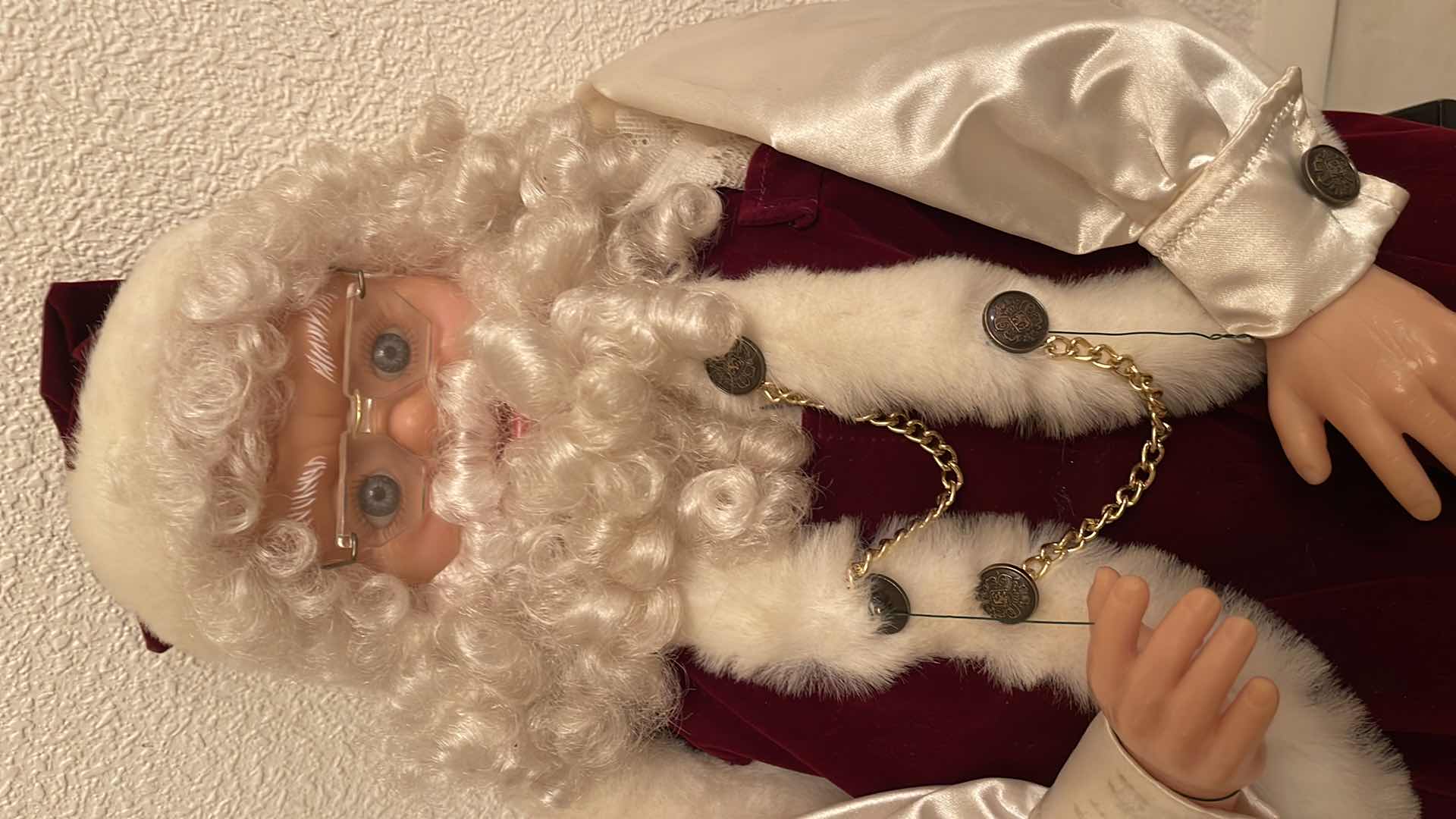 Photo 1 of MECHANICAL SITTING SANTA RED WHITE SUIT 18 INCHES TALL MOTOR TURNS ON BUT DOES NOT MOVE