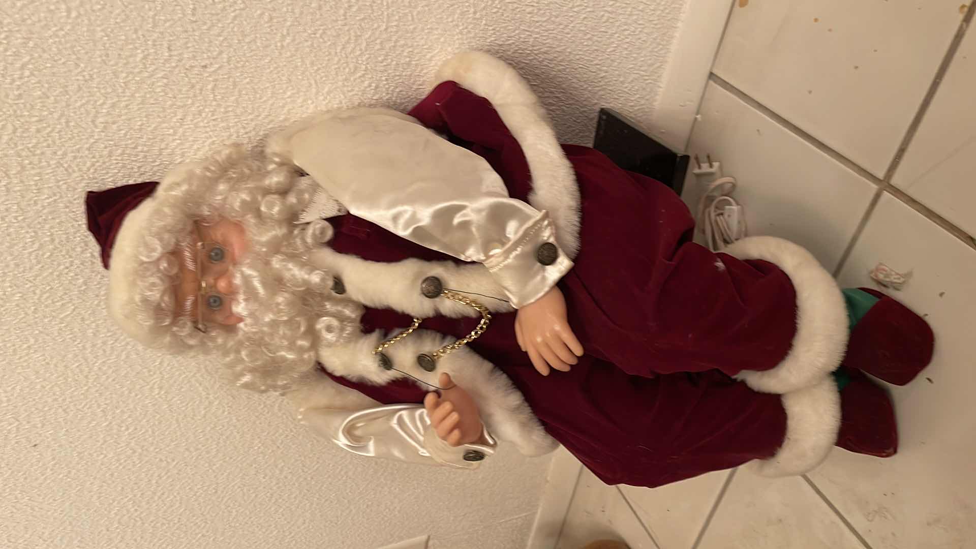 Photo 1 of MECHANICAL SITTING SANTA RED WHITE SUIT 18 INCHES TALL MOTOR TURNS ON BUT DOES NOT MOVE