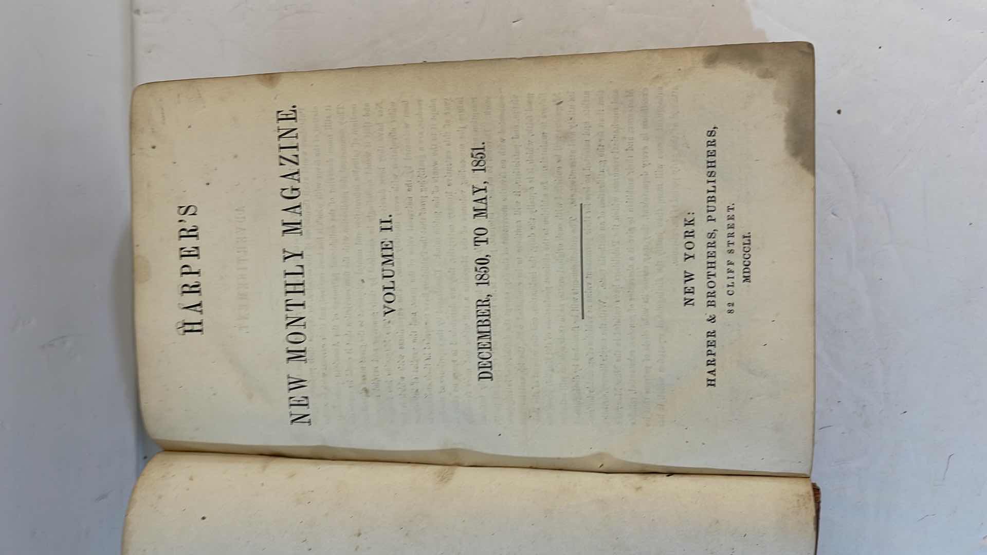 Photo 1 of 1850 ANTIQUE HARPERS MONTHLY MAGAZINE VOLUME I & II