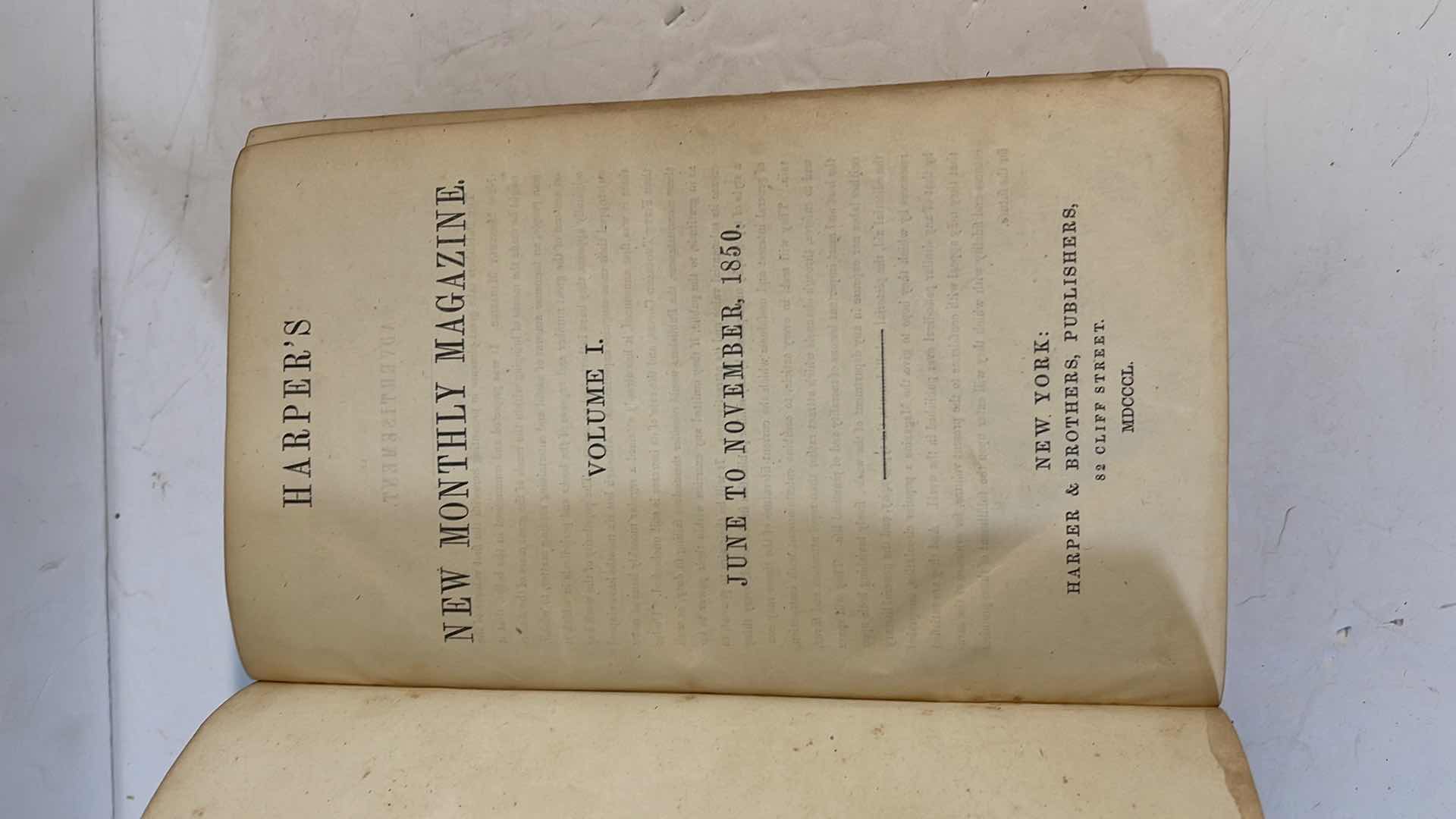 Photo 1 of 1850 ANTIQUE HARPERS MONTHLY MAGAZINE VOLUME I & II