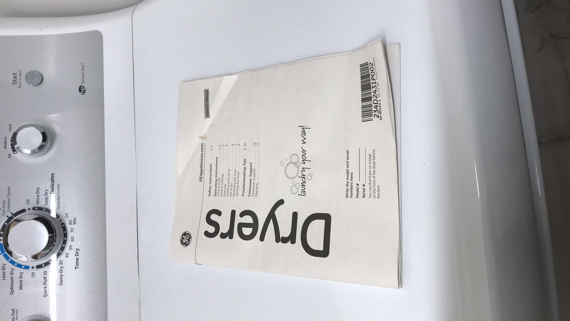 Photo 1 of GE 7.2 CU. FT. CAPACITY ALUMINIZED ALLOY DRUM GAS DRYER WITH SENSOR DRY