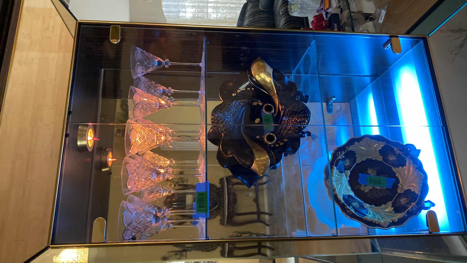 Photo 1 of ITALIAN MADE ART DECO 8 PIECE WOOD AND MIRROR DISPLAY CABINET WITH LACQUER FINISH AND GOLD TRIM 108” X 20” H85”