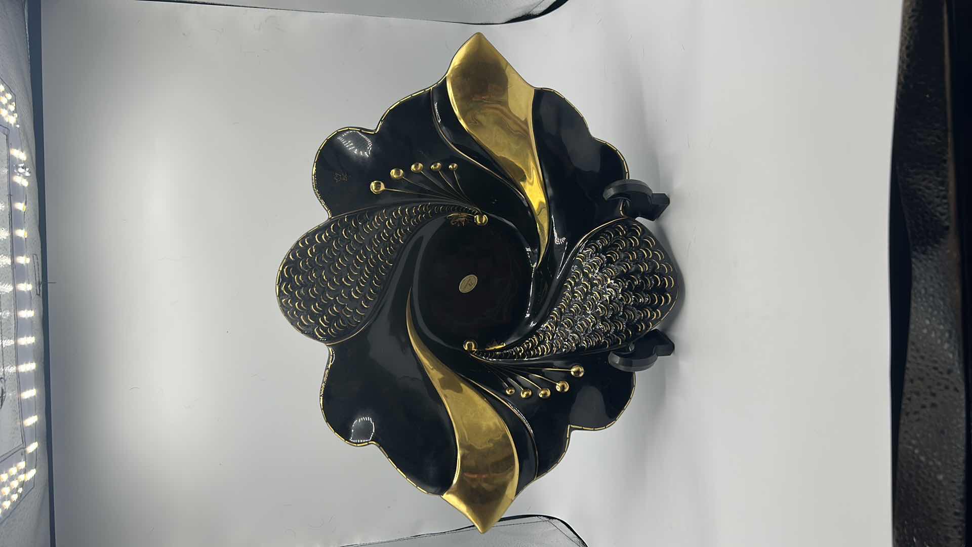 Photo 1 of DEPINTO AND MANO MADE IN ITALY BLACK AND GOLD BOWL CREAZIONI B.C 16”