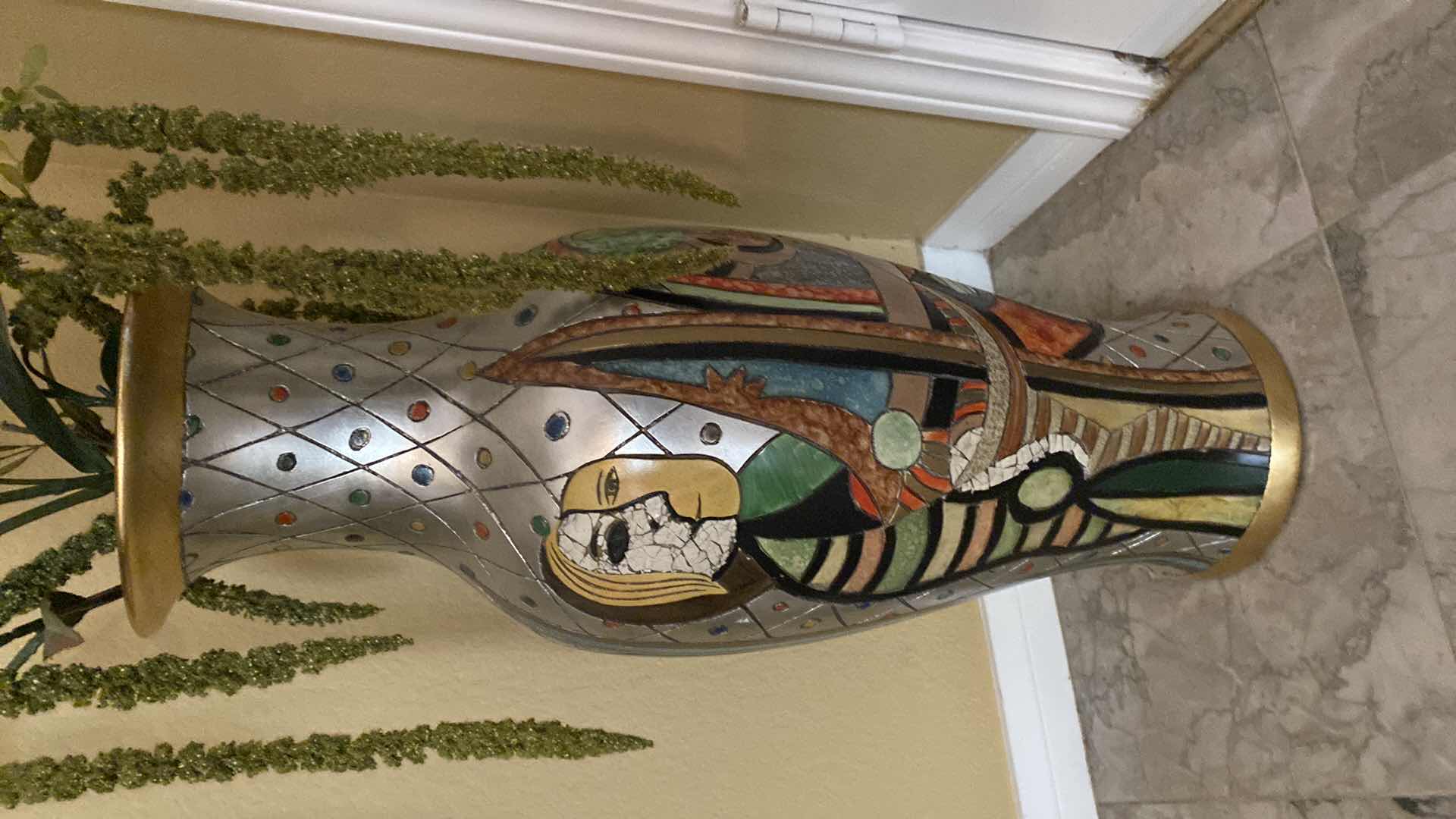 Photo 1 of ART DECO PICASSOESQUE CUBIST STYLE VASE H24”