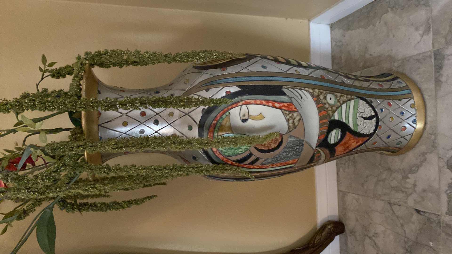 Photo 1 of ART DECO PICASSOESQUE CUBIST STYLE VASE H24”