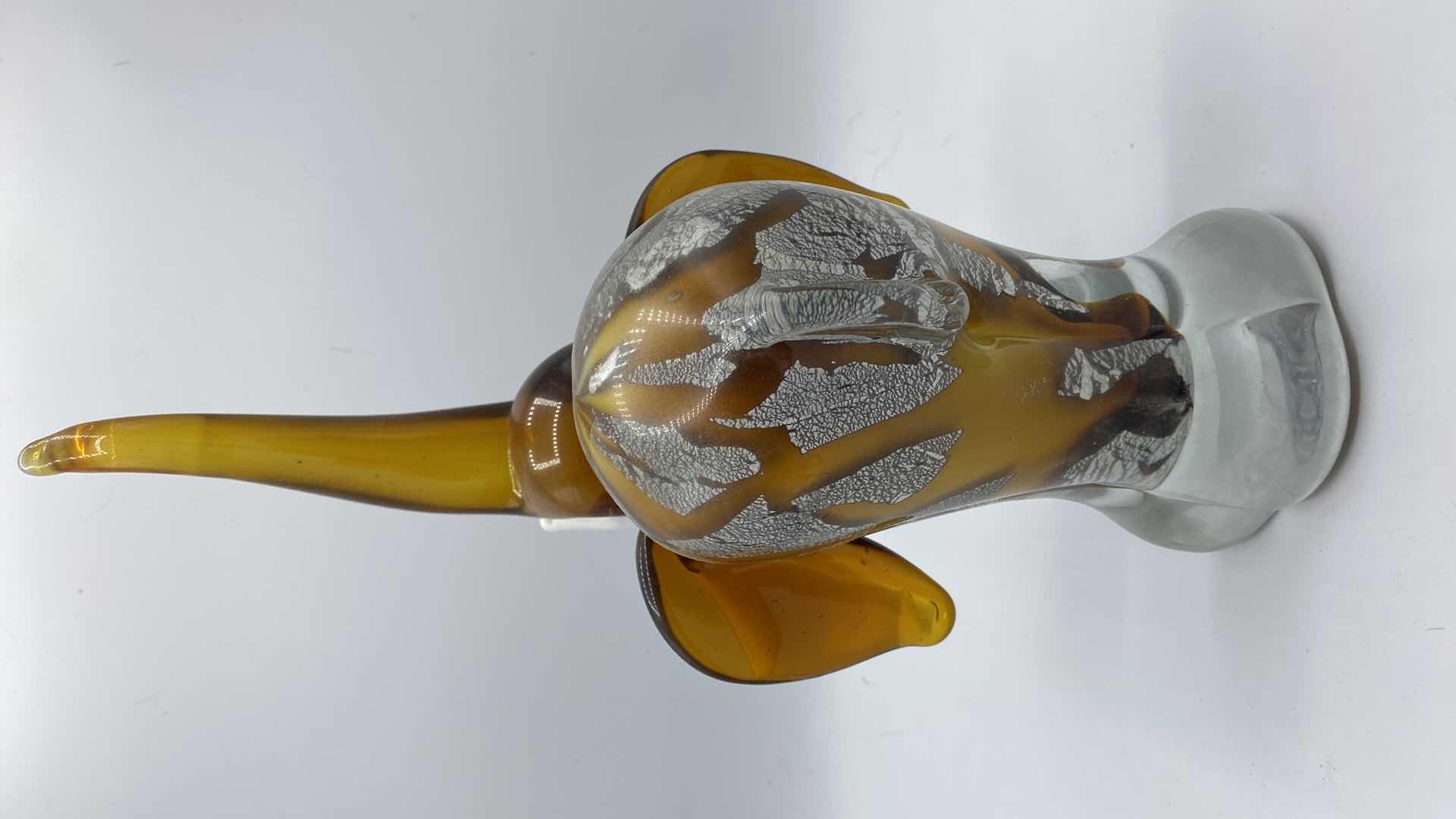 Photo 1 of DALE TIFFANY HAND BLOWN SILVER LEAF AND AMBER GLASS ELEPHANT H13.5”
