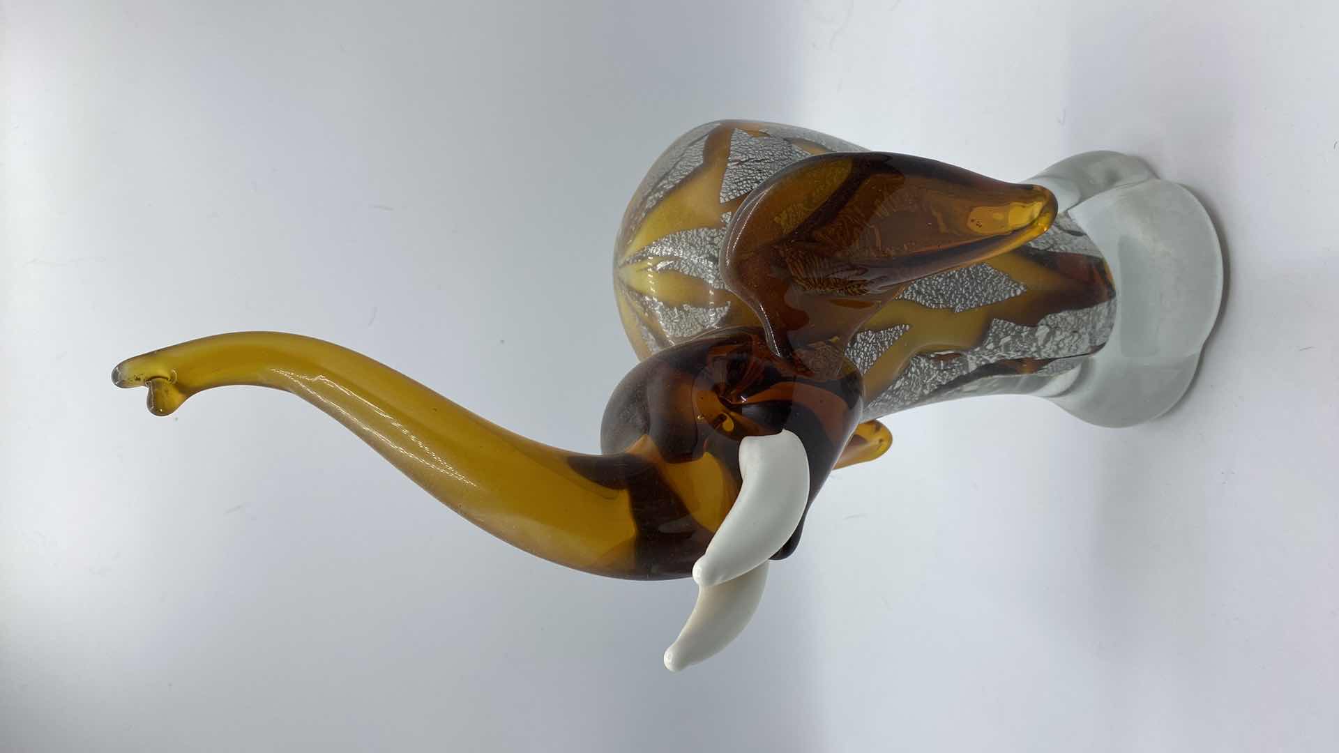Photo 1 of DALE TIFFANY HAND BLOWN SILVER LEAF AND AMBER GLASS ELEPHANT H13.5”