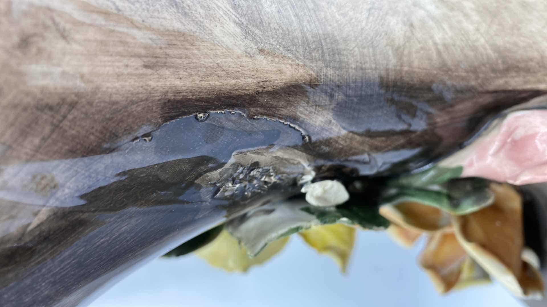 Photo 1 of VINTAGE CAPODIMONTE  ITALIAN PITCHER VASE H17” WITH FLOWERS