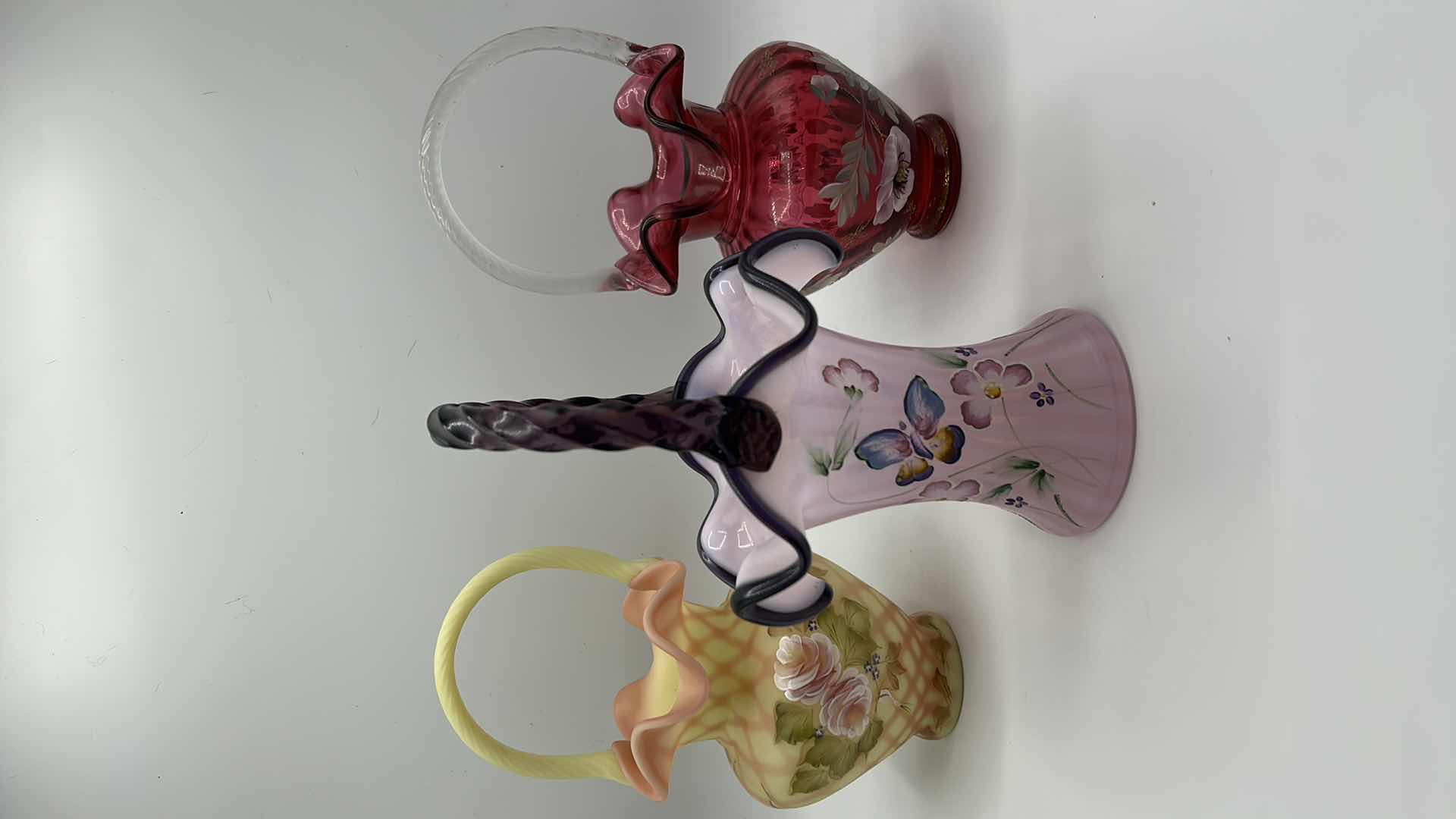 Photo 1 of 3 HAND PAINTED SIGNED VINTAGE FENTON COLLECTIBLE VASES H10”