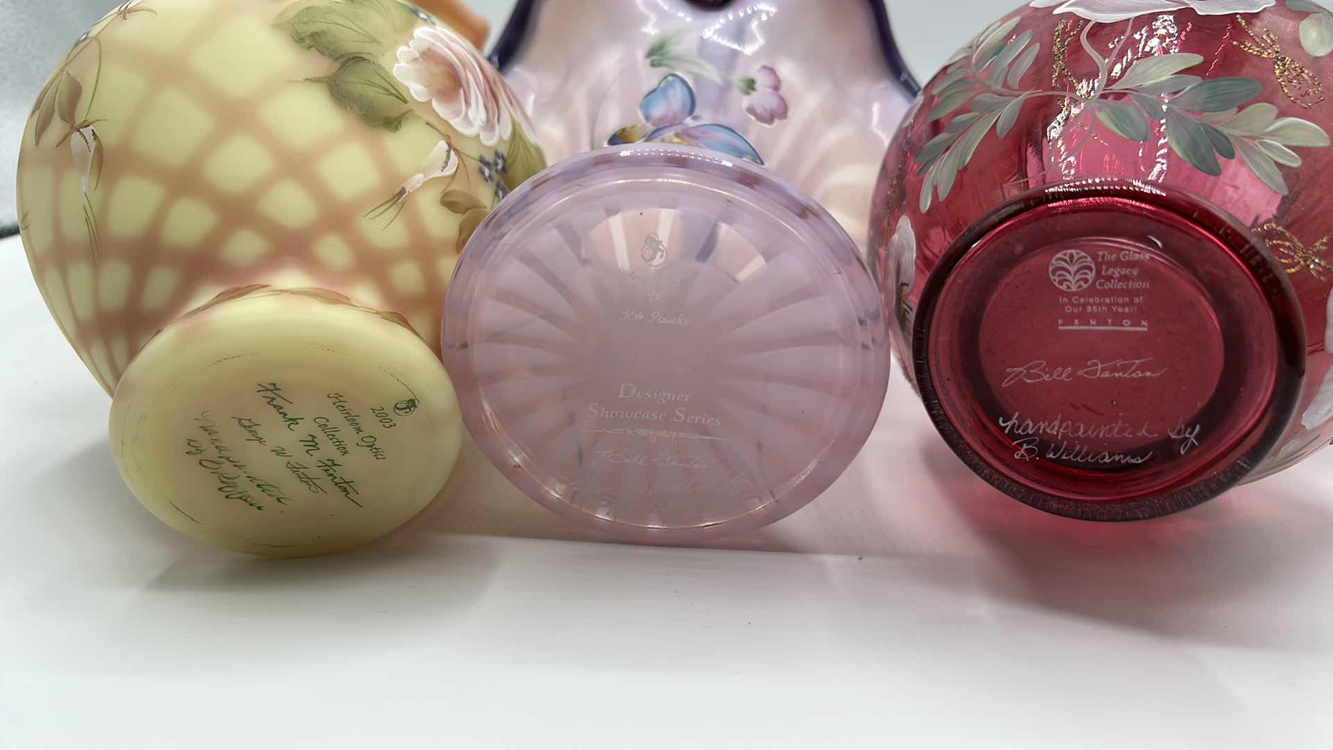 Photo 1 of 3 HAND PAINTED SIGNED VINTAGE FENTON COLLECTIBLE VASES H10”