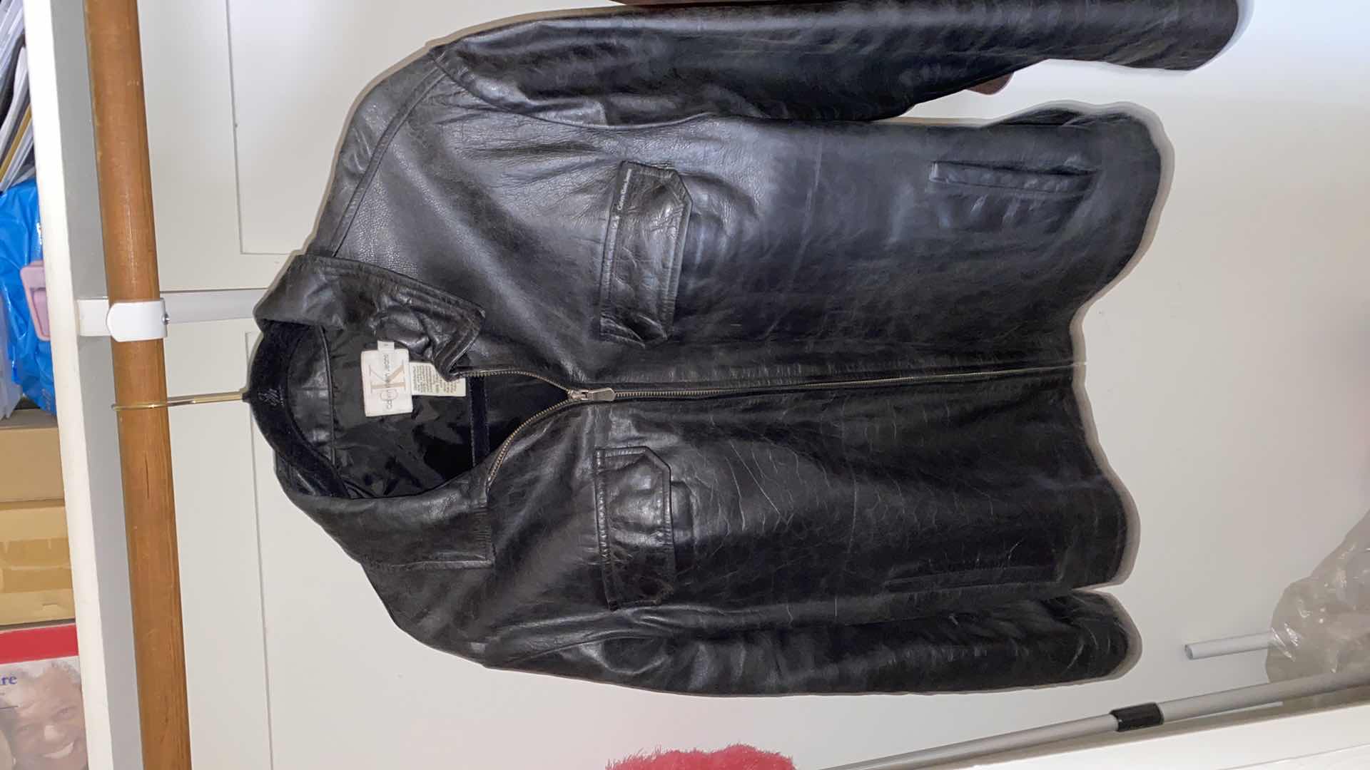Photo 1 of MENS SIZE MEDIUM CALVIN KLEIN LEATHER JACKET AND FABRIC JACKET UNKNOWN BRAND