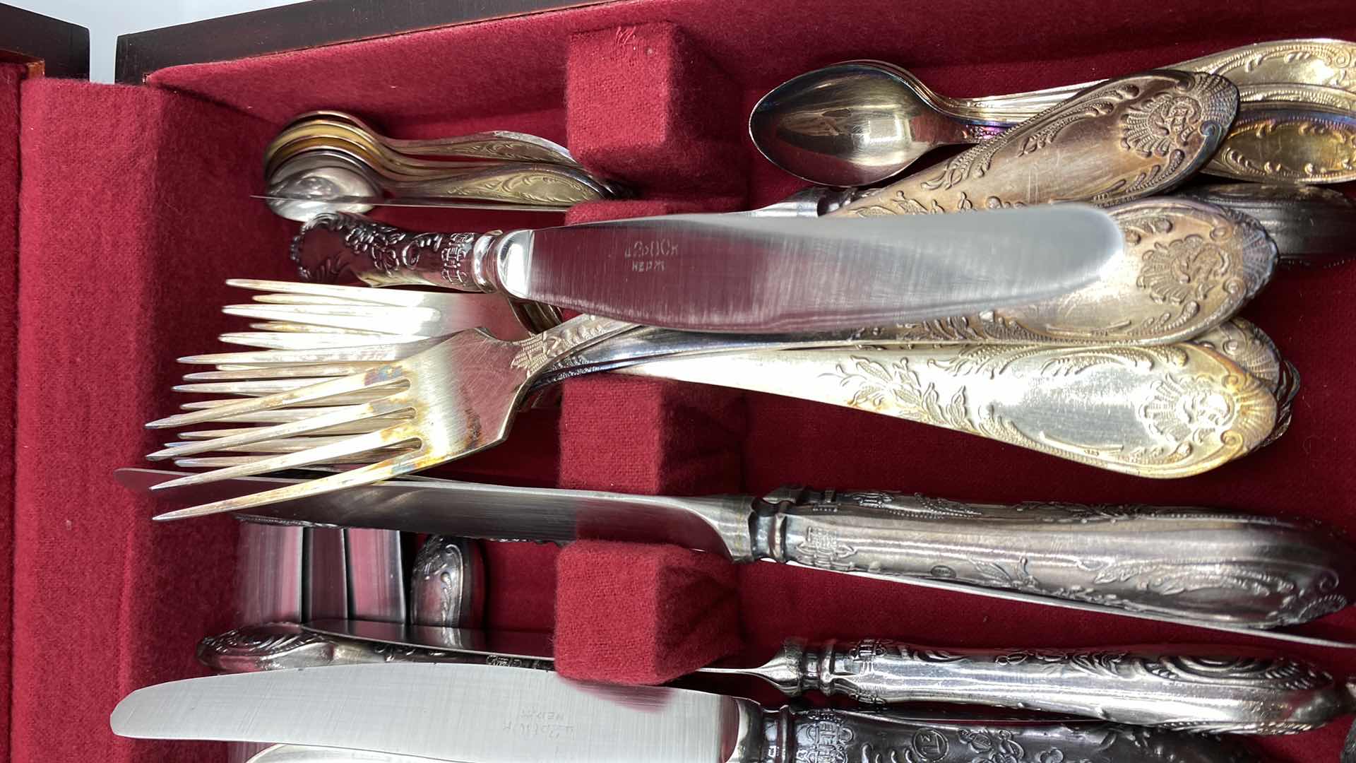 Photo 1 of RUSSIAN STERLING SILVER - 84 PIECES IN WOOD BOX