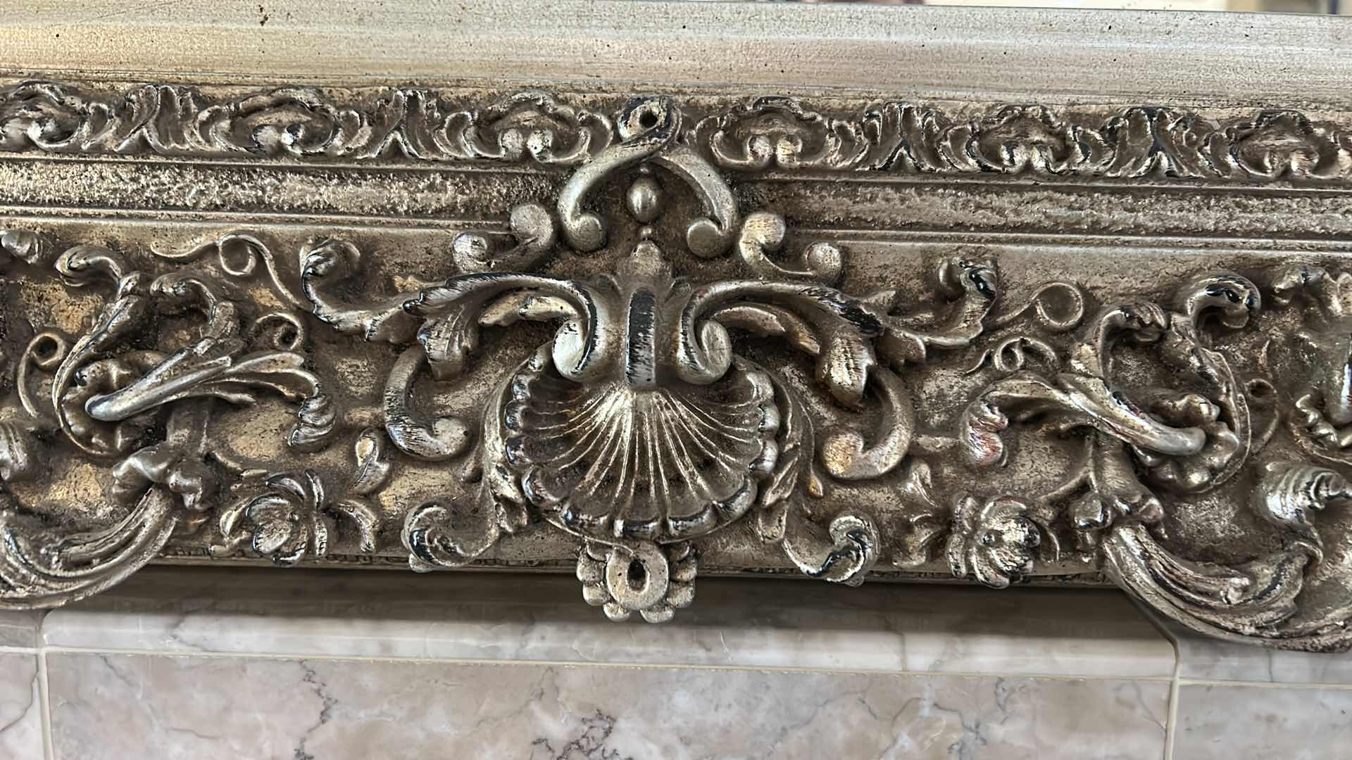 Photo 1 of ORNATE SILVER GOLD GILDED FRAMED BEVELED MIRROR 52” x 43