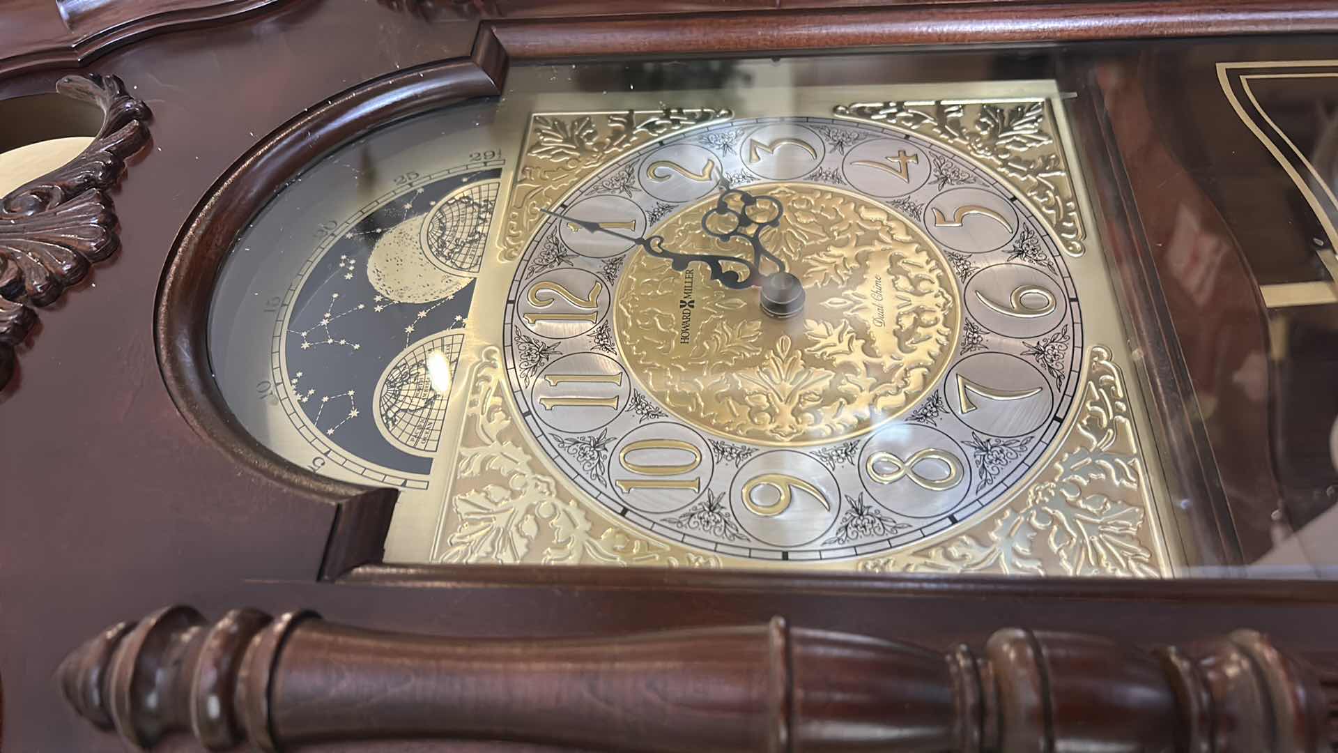 Photo 1 of HOWARD MILLER DUAL CHIME PENDULUM CLOCK, WORKING H32”