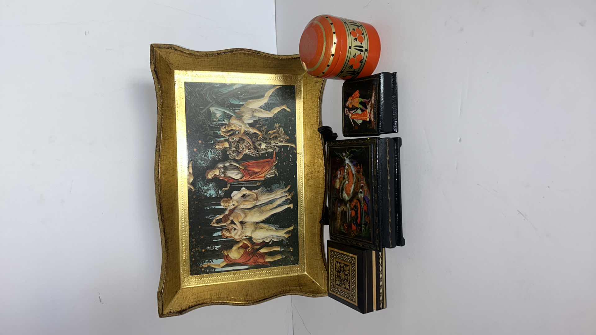 Photo 1 of WOOD BOXES AND TRAY FROM RUSSIA, ITALY AND MORE