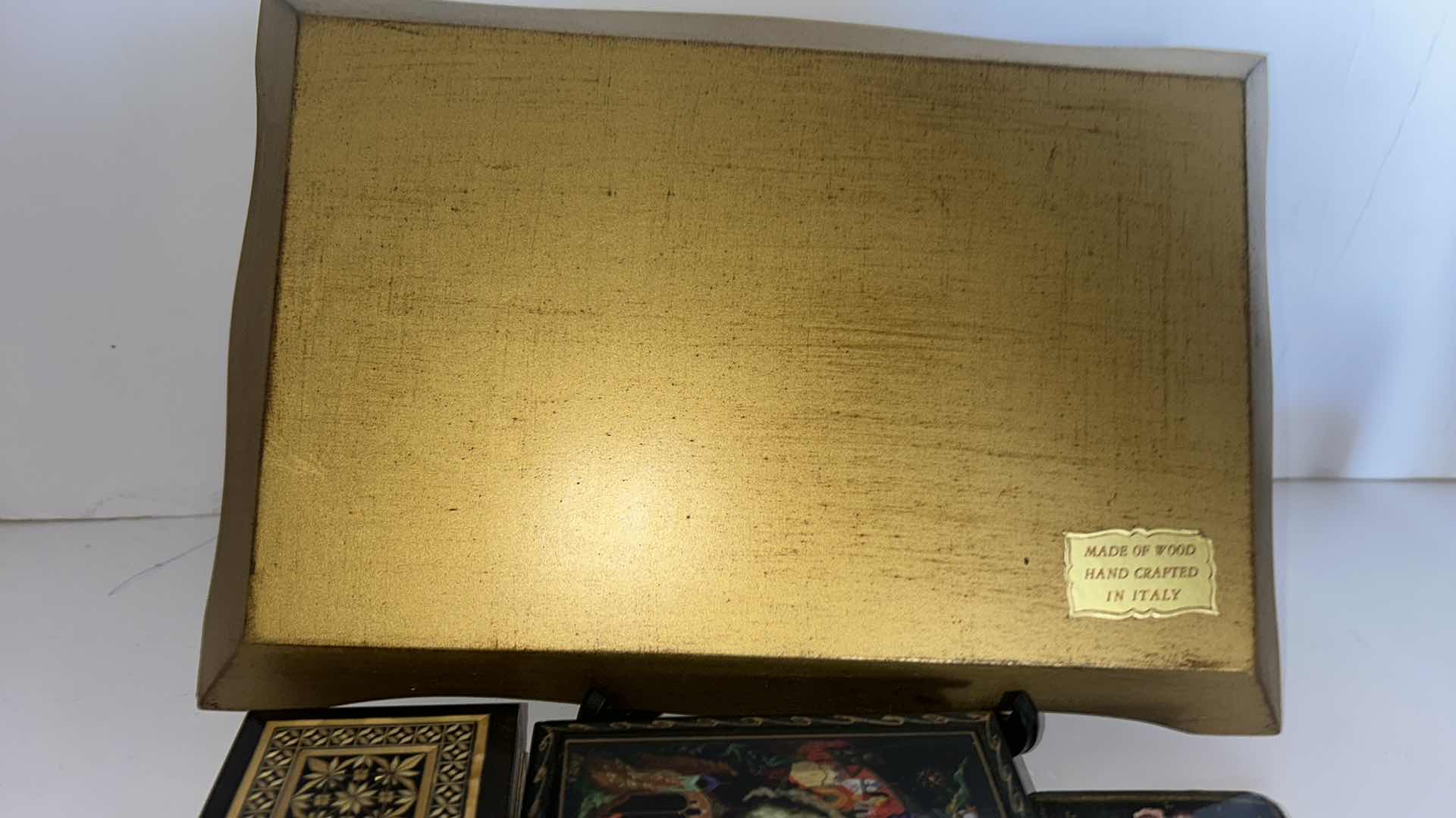 Photo 1 of WOOD BOXES AND TRAY FROM RUSSIA, ITALY AND MORE