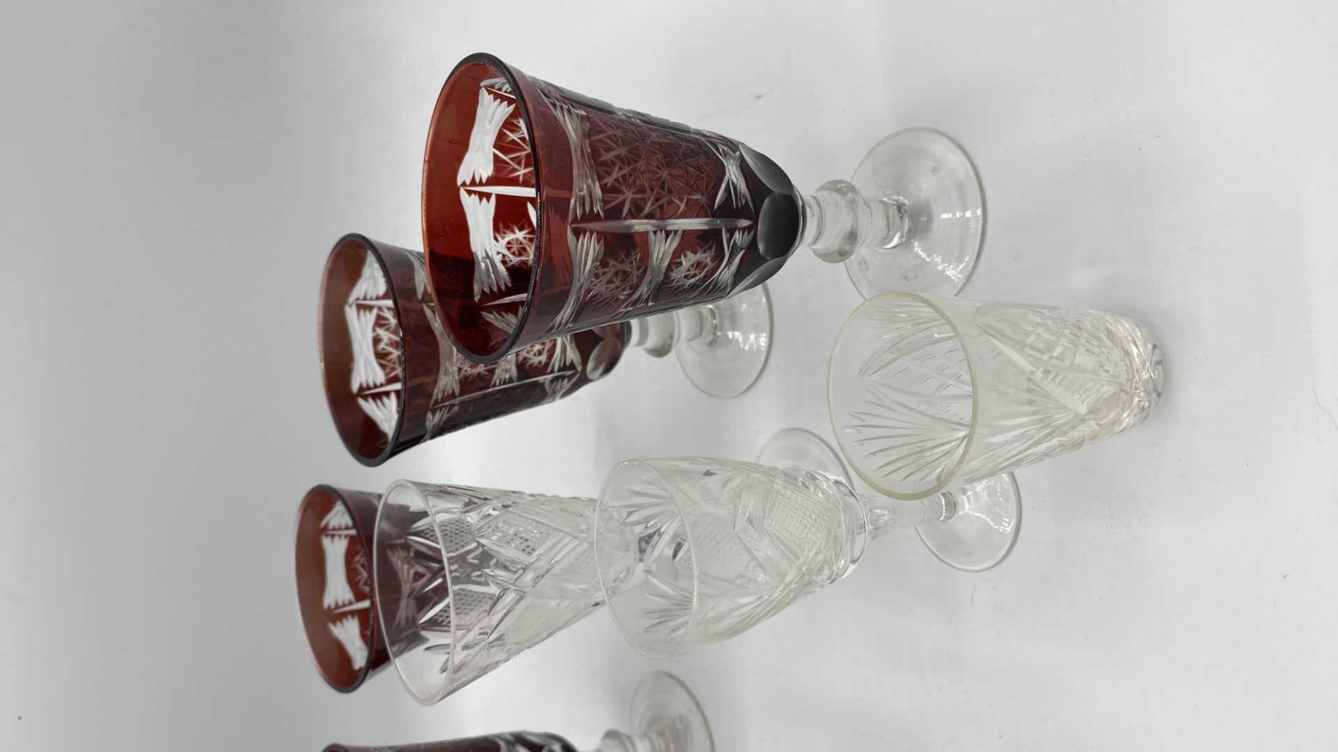 Photo 4 of 12-CUT CRYSTAL CORDIAL STEMWARE AND A SHOT GLASS