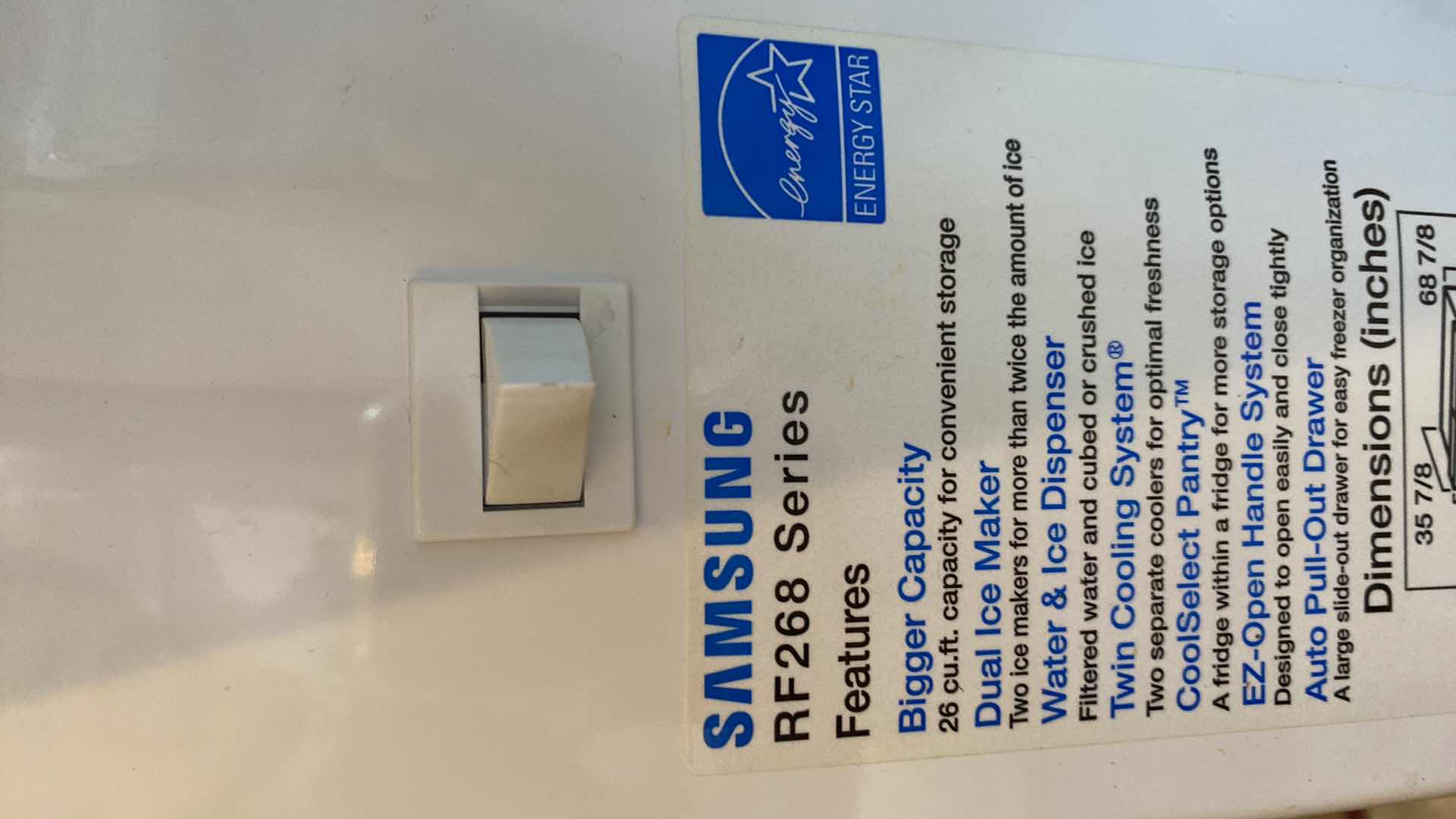 Photo 1 of SAMSUNG FRENCH DOOR REFRIGERATOR WITH SPACE SAVER ICE MAKER