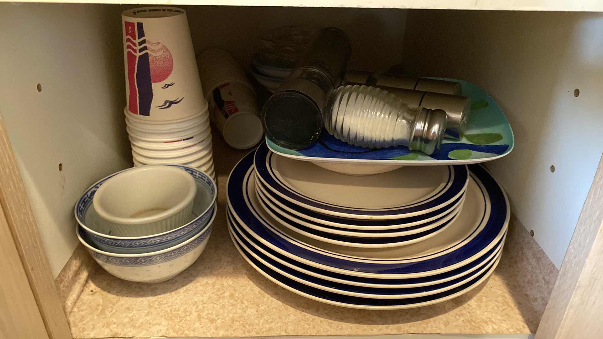 Photo 1 of 2 SHELVES IN KITCHEN CABINET DISHES AND MORE