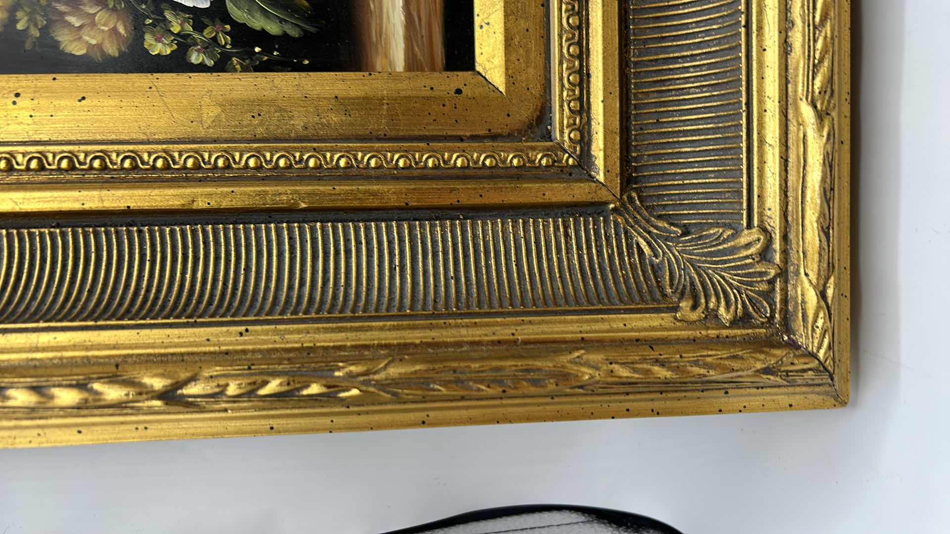 Photo 1 of ORNATE GOLD FRAMED ART WORK FLOWERS 16” x 18.5”