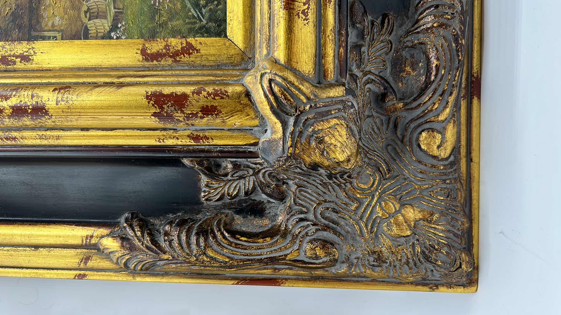 Photo 1 of ORNATE GOLD FRAMED ART WORK COUNTRY SCENE 20” x 20”