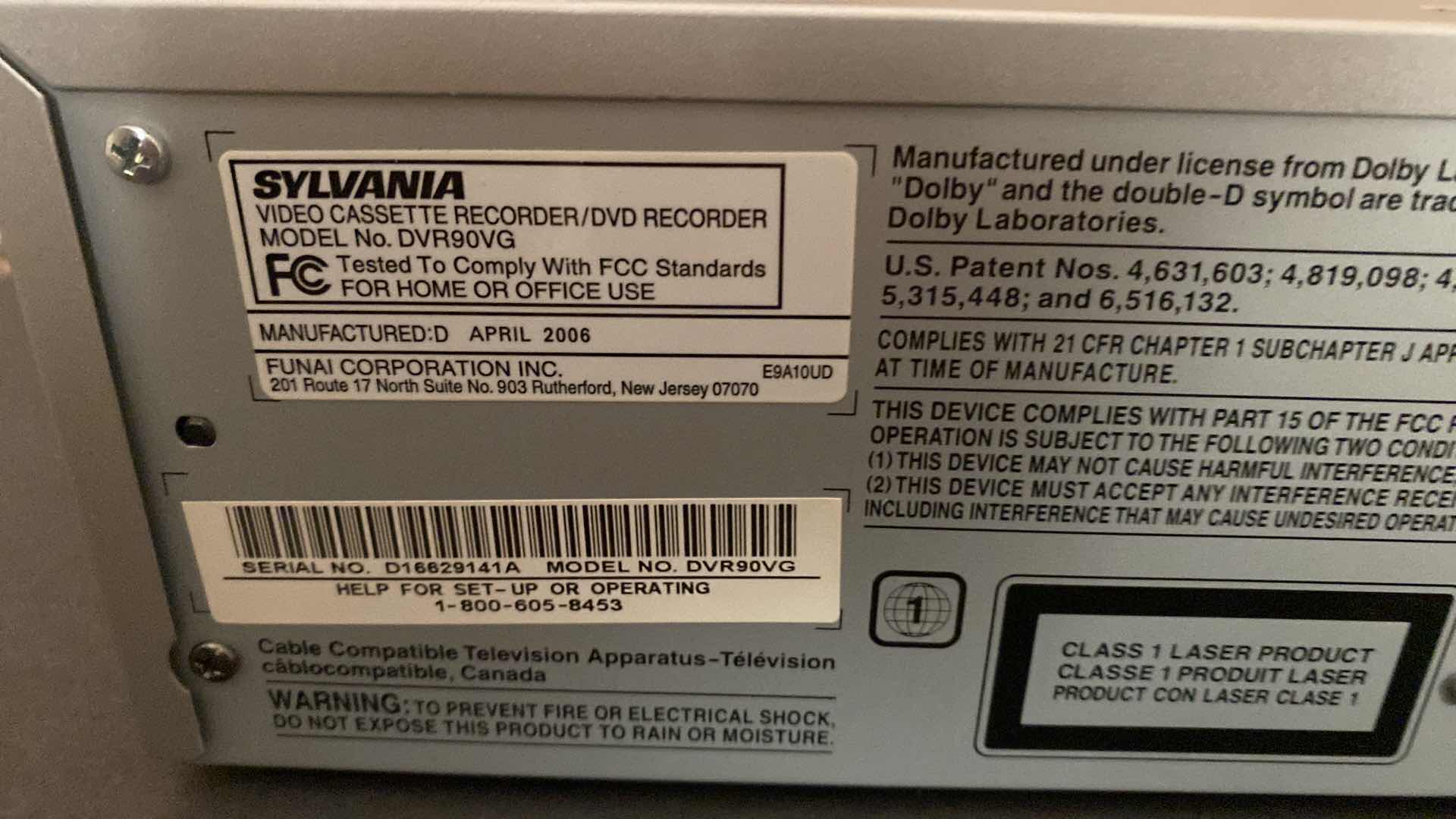 Photo 4 of SYLVANIA VHS PLAYER DVD RECORDER