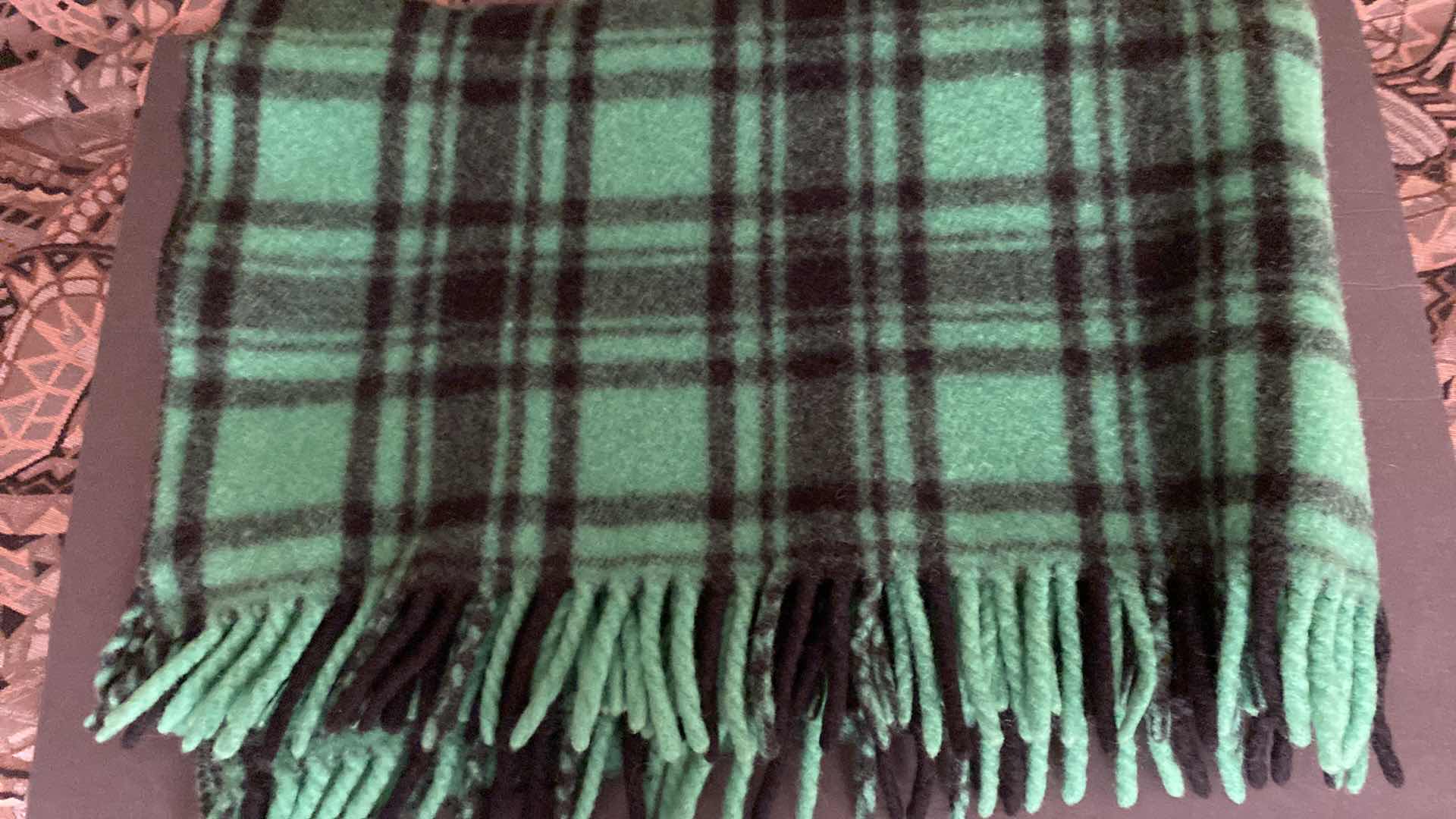 Photo 1 of GREEN WOOL THROW