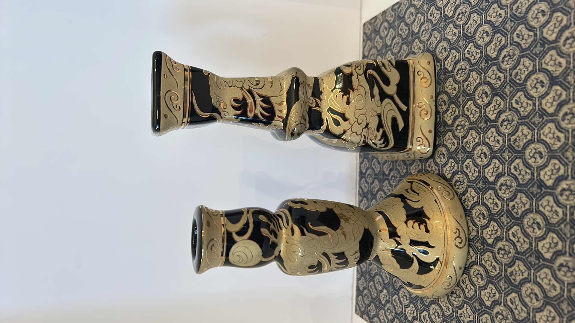Photo 1 of 2 PIECE ASIAN INSPIRED HOME DECOR, DRAGON DESIGN CANDLEHOLDERS TALLEST H7”