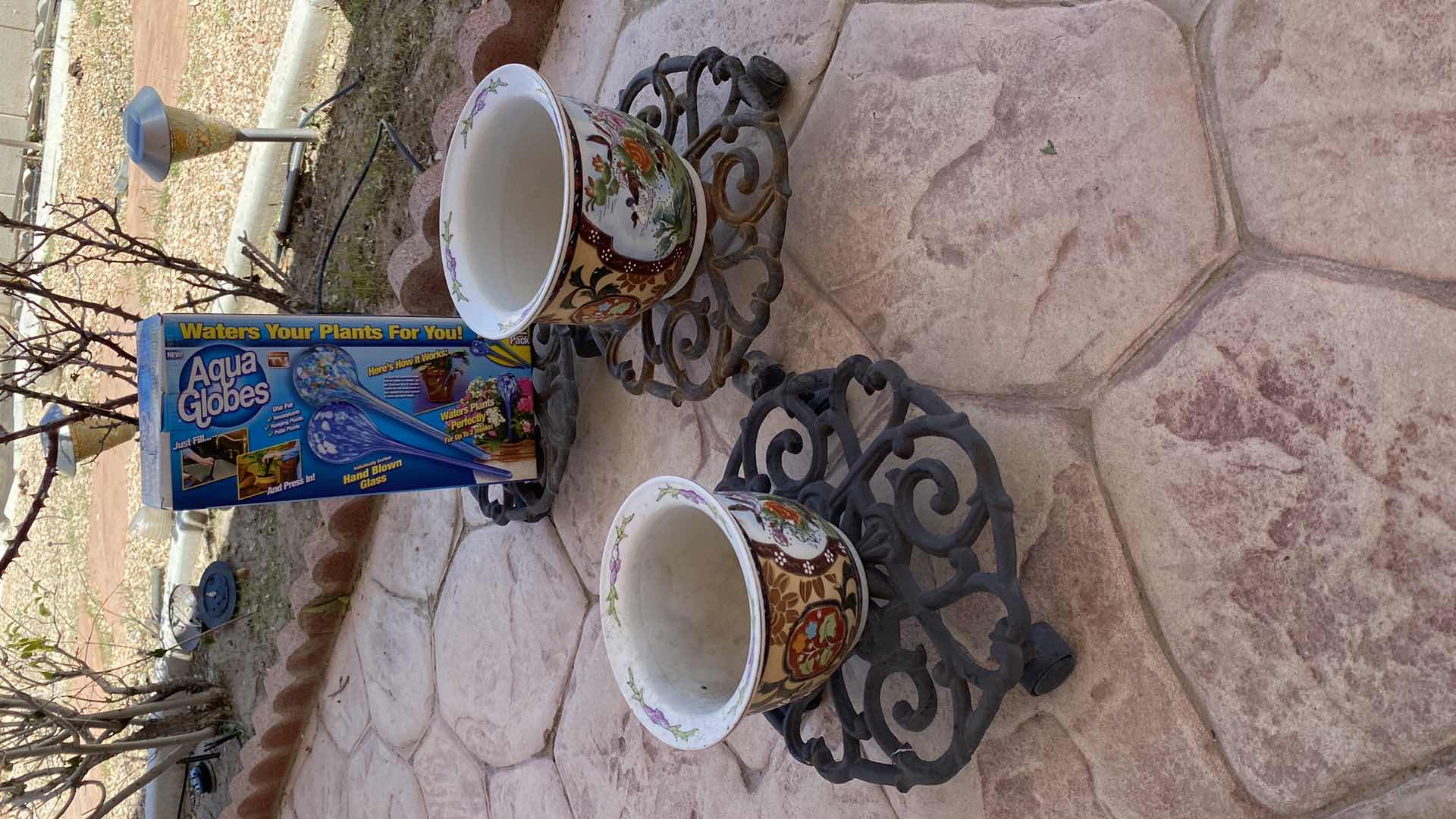 Photo 1 of 3 ROLLING PLANT HOLDERS POTS AND AQUA GLOBES