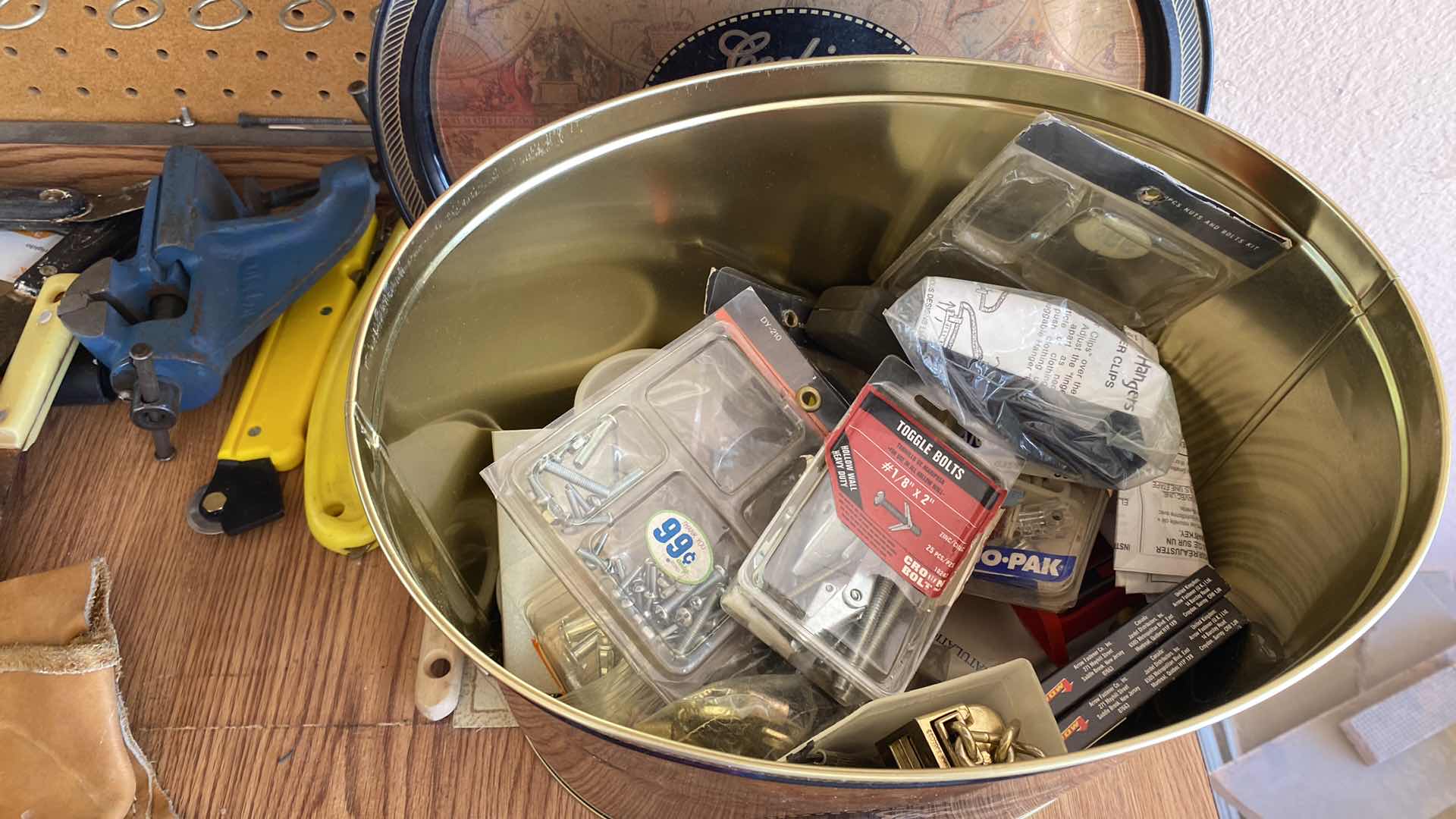 Photo 1 of TOOLS ON WALL AND TOP SHELF OF CABINET GARAGE