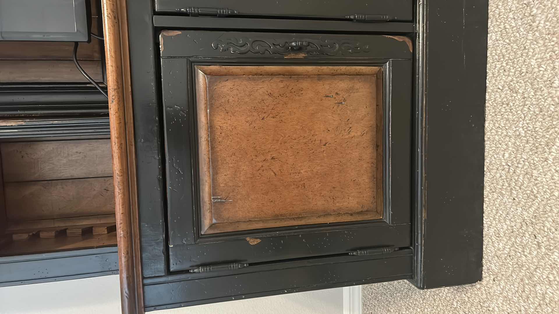 Photo 1 of HOOKER FURNITURE HAND PRODUCED ANTIQUE REPRODUCTION LIGHTED ENTERTAINMENT MEDIA CENTER W EXTRA DOORS AND ACCESSORIES  83” x 22” x H 82” ( TV SOLD SEPARATELY)