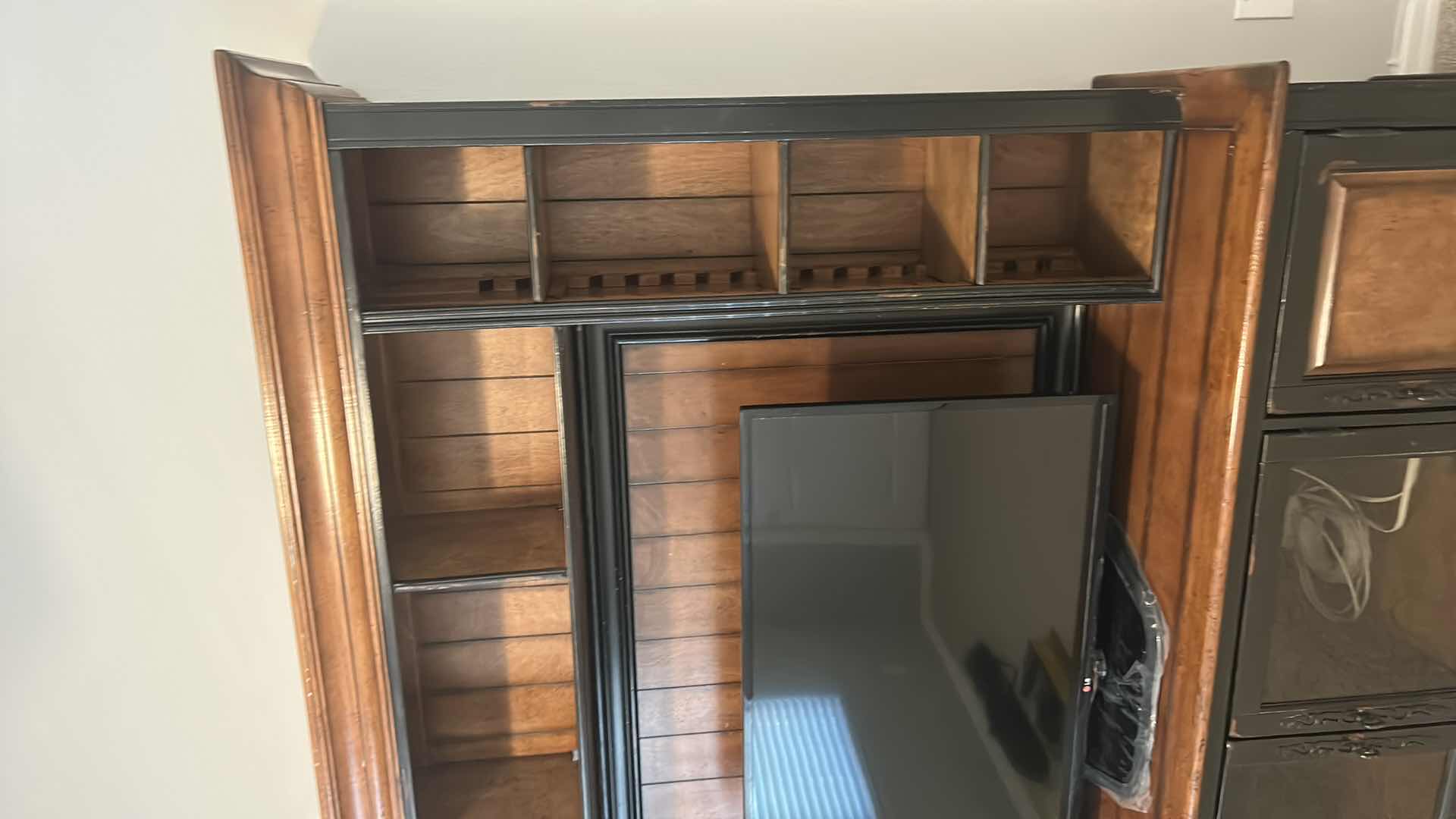 Photo 1 of HOOKER FURNITURE HAND PRODUCED ANTIQUE REPRODUCTION LIGHTED ENTERTAINMENT MEDIA CENTER W EXTRA DOORS AND ACCESSORIES  83” x 22” x H 82” ( TV SOLD SEPARATELY)