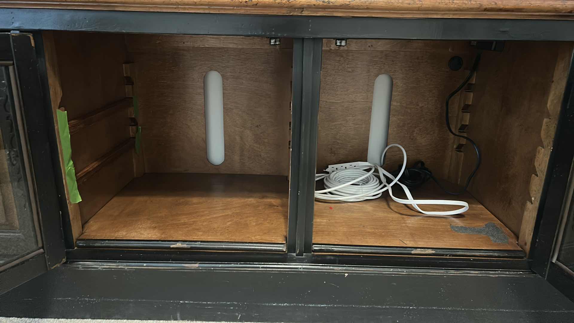 Photo 1 of HOOKER FURNITURE HAND PRODUCED ANTIQUE REPRODUCTION LIGHTED ENTERTAINMENT MEDIA CENTER W EXTRA DOORS AND ACCESSORIES  83” x 22” x H 82” ( TV SOLD SEPARATELY)