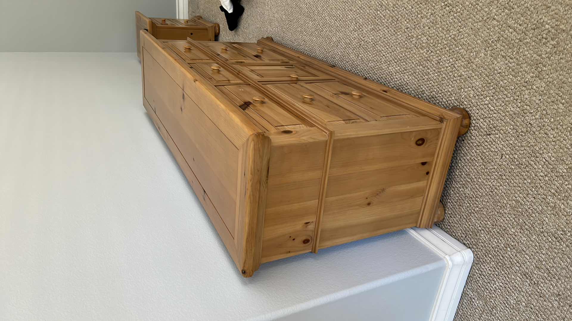 Photo 1 of BROYHILL KNOTTY PINE DISTRESSED DRESSER 69” x 19” x H33”