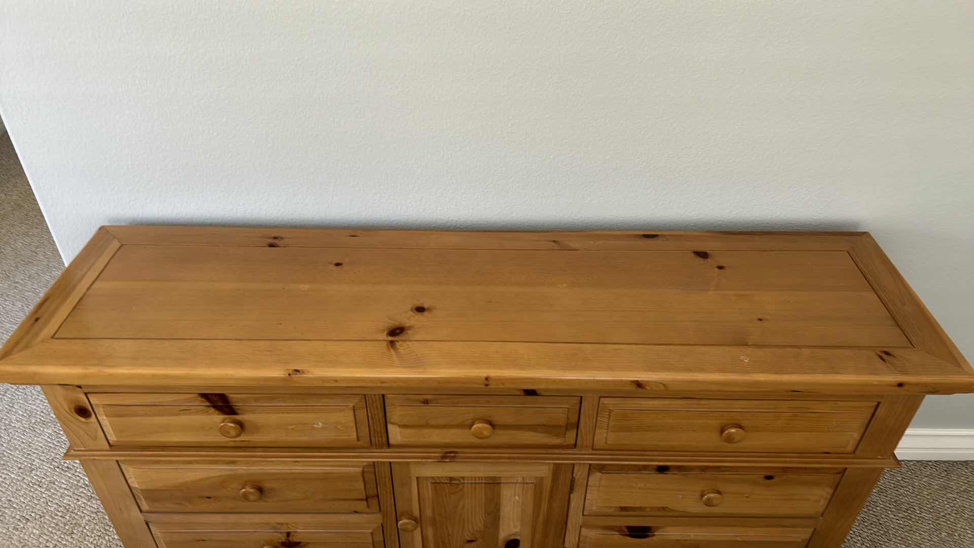 Photo 1 of BROYHILL KNOTTY PINE DISTRESSED DRESSER 69” x 19” x H33”