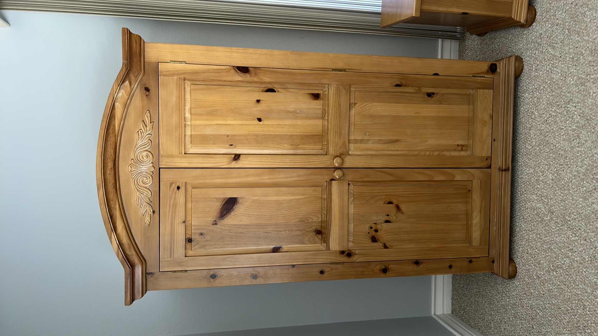 Photo 1 of BROYHILL KNOTTY PINE DISTRESSED ARMOIRE