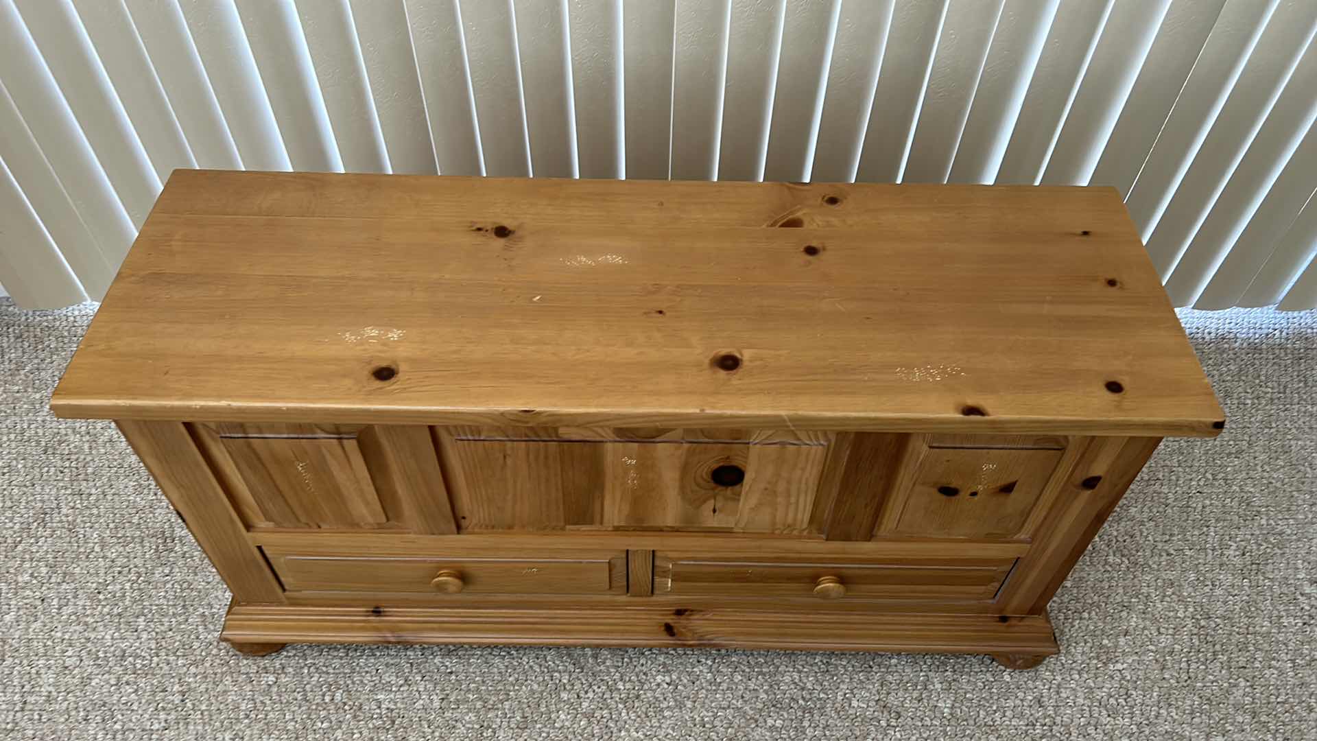 Photo 6 of BROYHILL (CEDAR LINED) KNOTTY PINE DISTRESSED CHEST WITH DRAWERS 49” x 16” x H24”