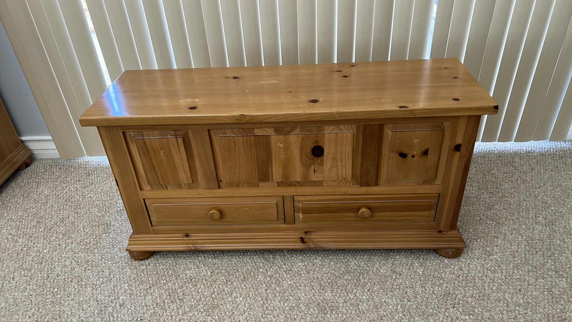 Photo 7 of BROYHILL (CEDAR LINED) KNOTTY PINE DISTRESSED CHEST WITH DRAWERS 49” x 16” x H24”