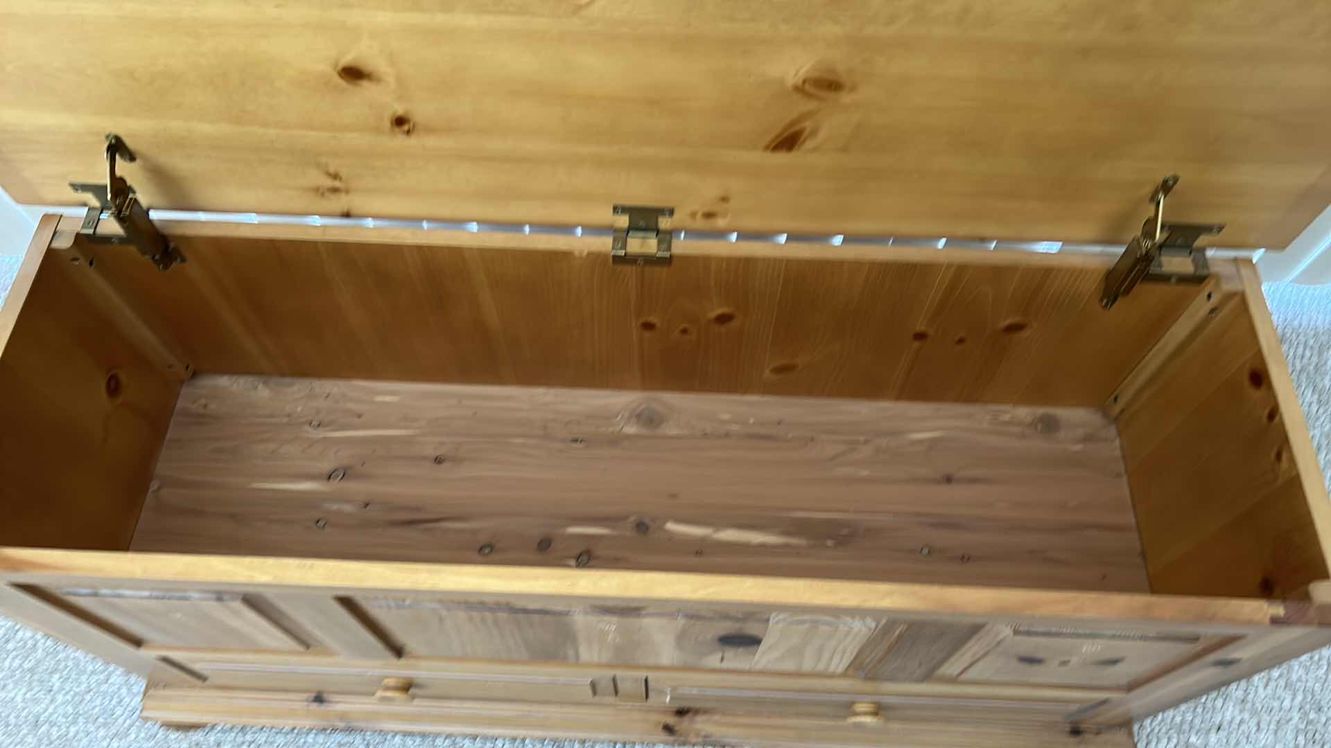 Photo 3 of BROYHILL (CEDAR LINED) KNOTTY PINE DISTRESSED CHEST WITH DRAWERS 49” x 16” x H24”