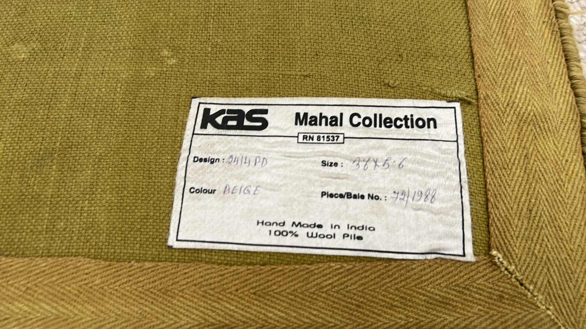 Photo 3 of HAND MADE BEIGE WOOL PILE RUG 3’8” x 5’6”