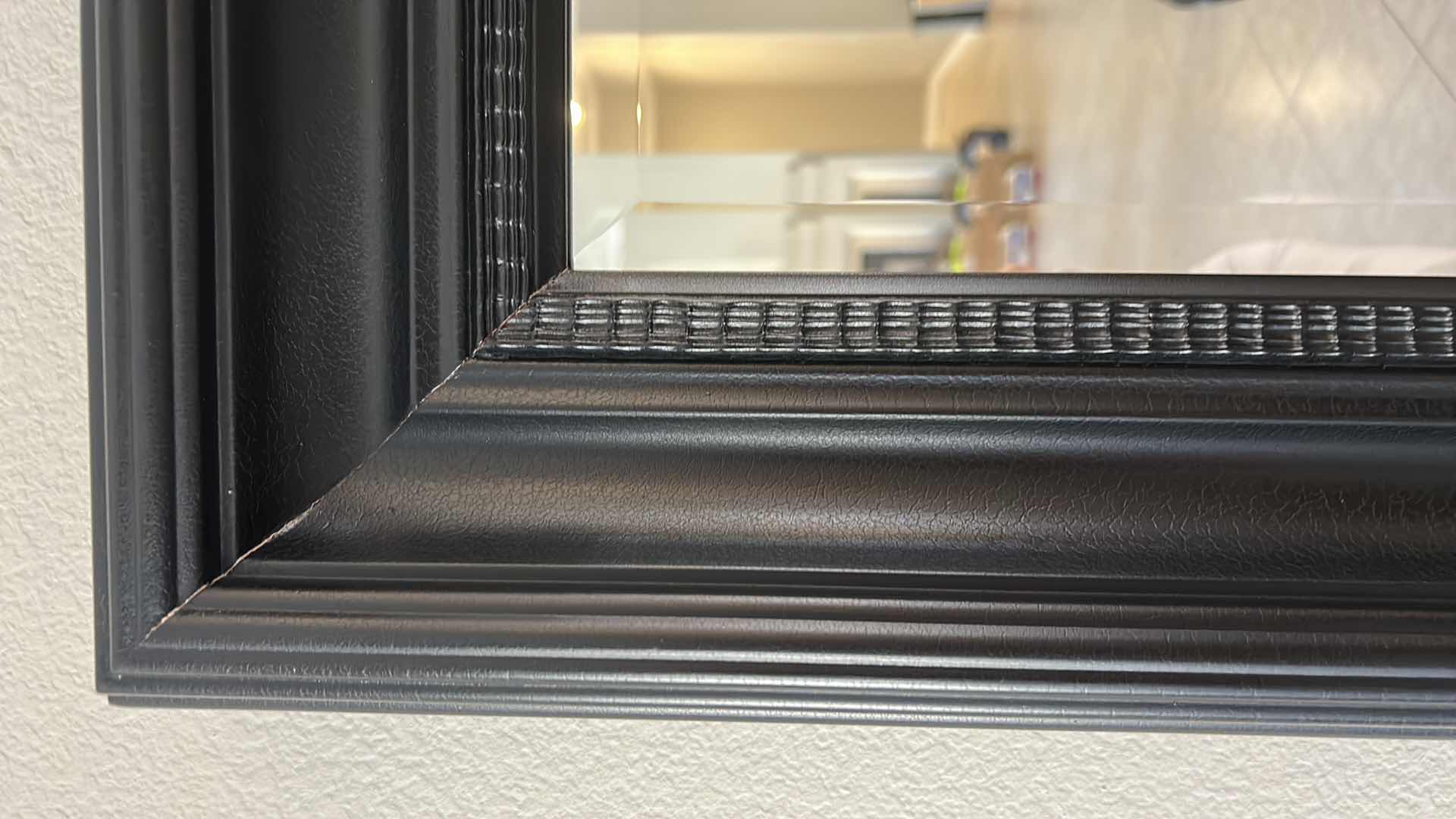 Photo 2 of BLACK FRAMED BELVELED GLASS MIRROR 49” x 38”