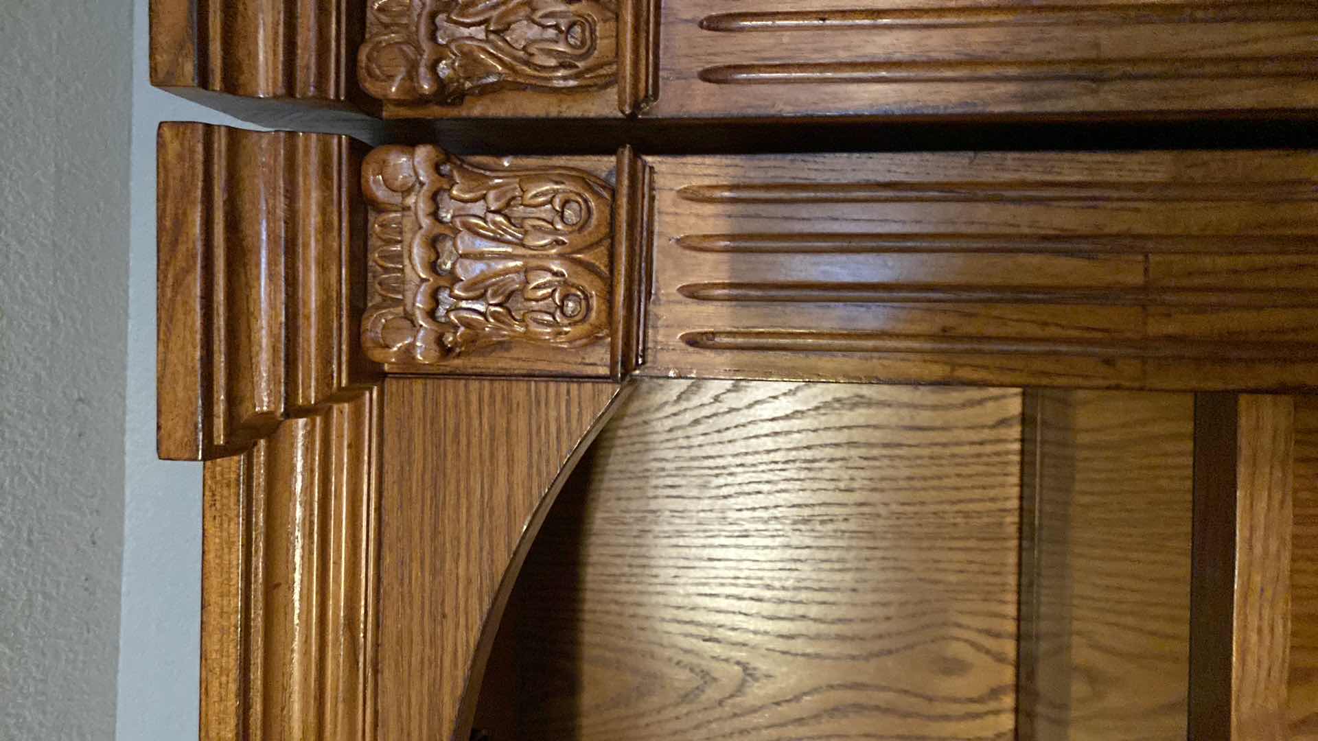 Photo 1 of OAK LIGHTED 6 SHELF BOOK CASE 48” X 13” H84” (TOTAL OF 5 AVAILABLE EACH SOLD SEPARATELY